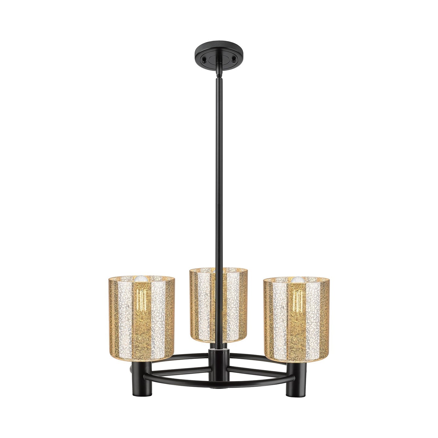 Innovations Cobbleskill 19in 3-Light Pendant | Industrial Matte Black and Mercury Glass | Kitchen Island & Dining Room | Model 434-3CR-BK-G116