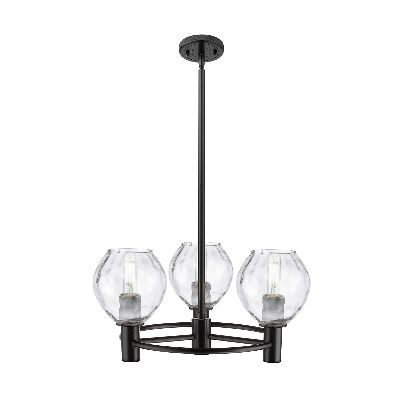 Innovations Waverly 20in 3-Light Pendant | Industrial Matte Black and Clear Glass | Kitchen Island & Dining Room | Model 434-3CR-BK-G362