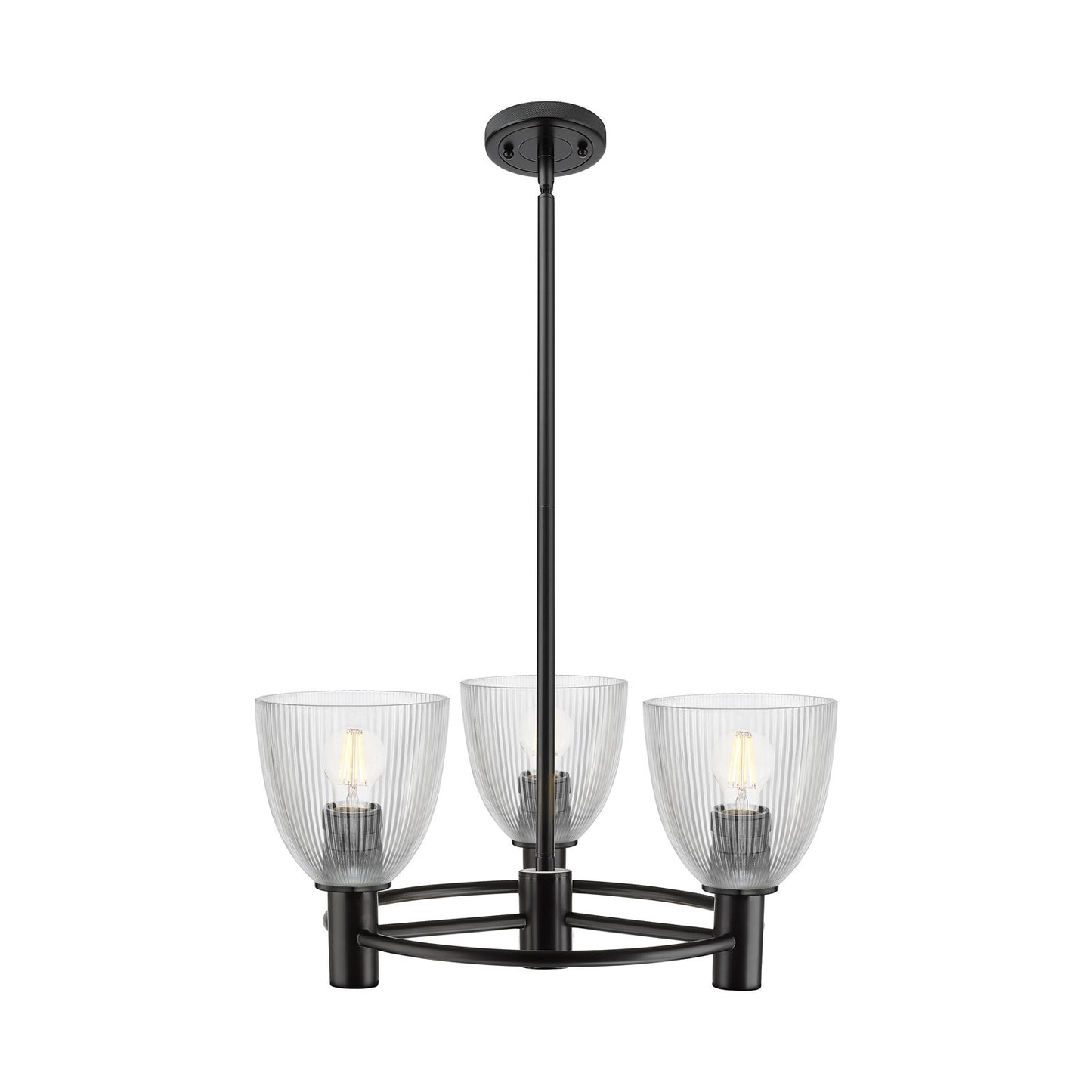 Innovations Castile 20in 3-Light Pendant | Industrial Matte Black and Clear Glass | Kitchen Island & Dining Room | Model 434-3CR-BK-G382