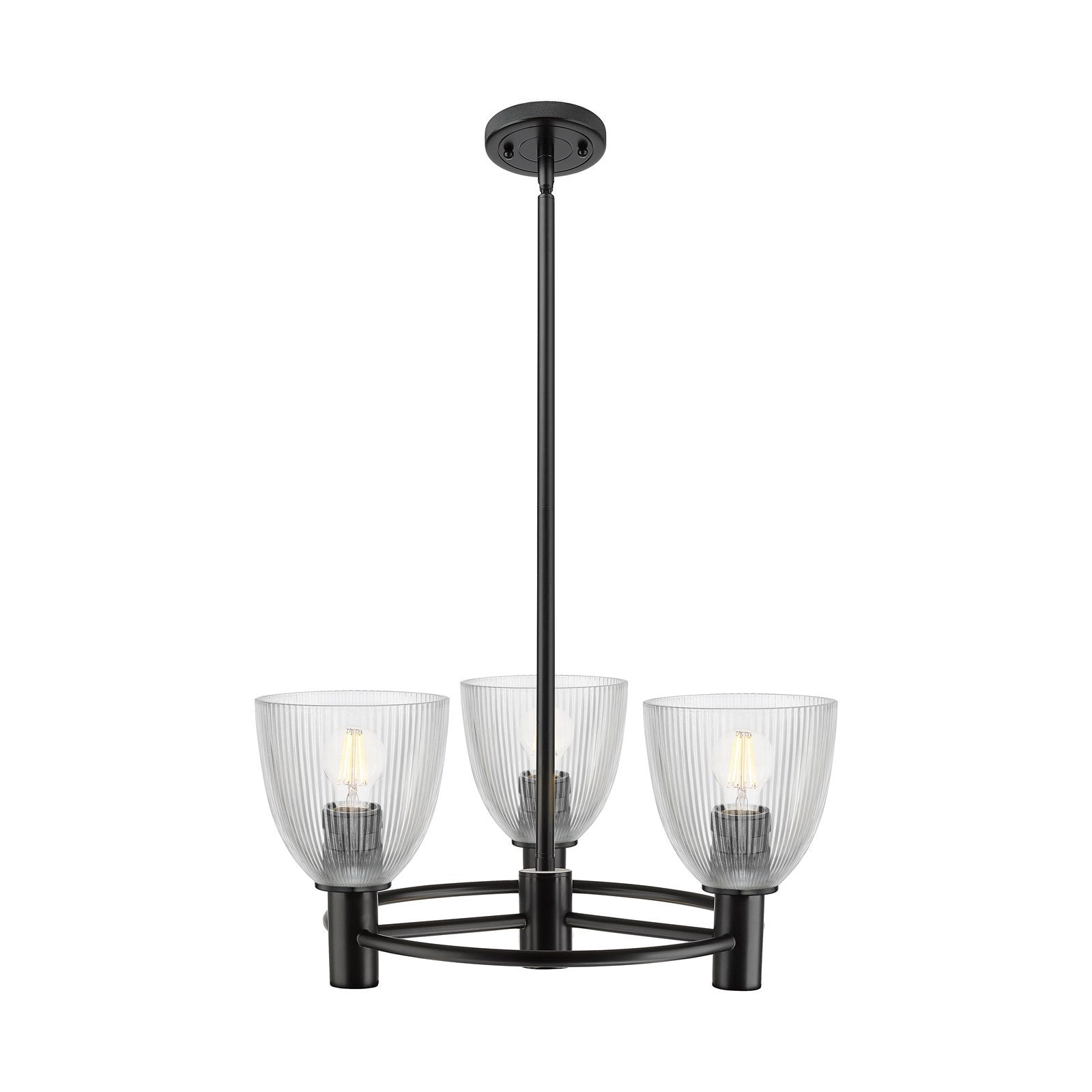 Innovations Castile 20in 3-Light Pendant | Industrial Matte Black and Clear Glass | Kitchen Island & Dining Room | Model 434-3CR-BK-G382