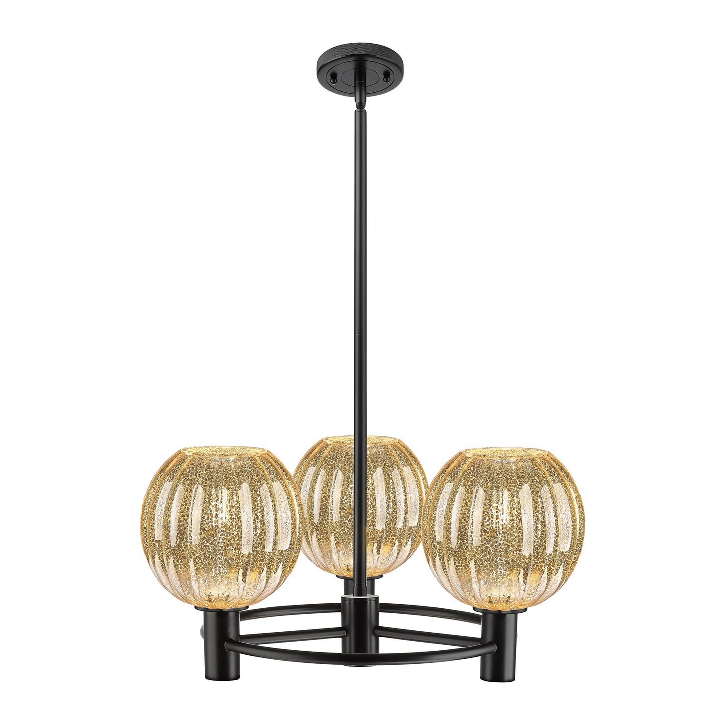 Innovations Preston Globe 21in 3-Light Pendant | Industrial Matte Black and Mercury Glass | Kitchen Island & Dining Room | Model 434-3CR-BK-G458-7ME