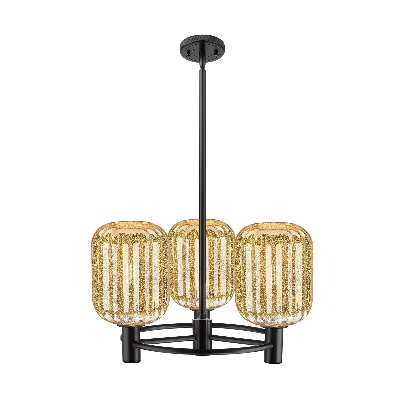 Innovations Preston Cylinder 21in 3-Light Pendant | Industrial Matte Black and Mercury Glass | Kitchen Island & Dining | Model 434-3CR-BK-G460-7ME