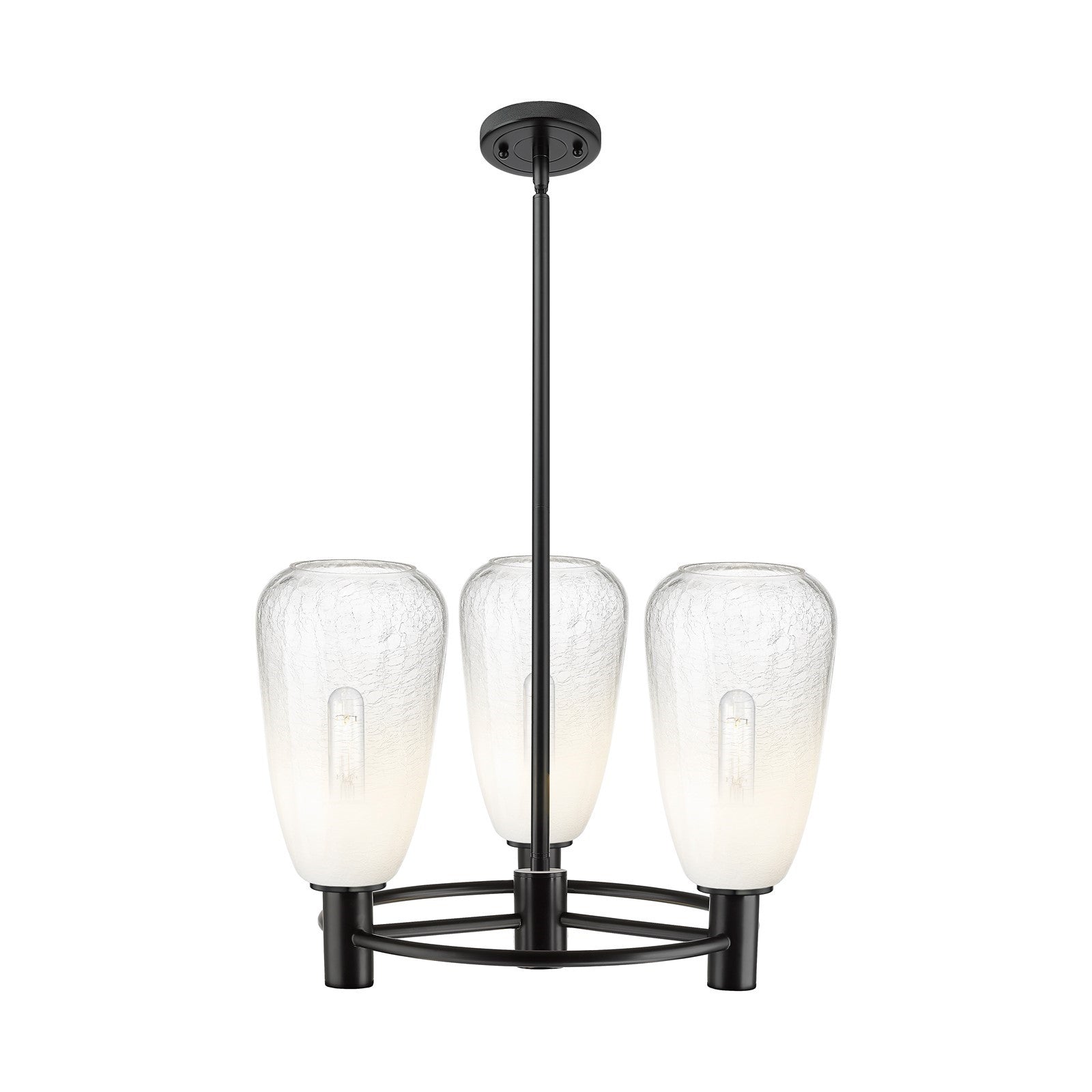 Innovations Brookhaven Almond 20in 3-Light Pendant | Industrial Matte Black and Opal Glass | Kitchen Island & Dining Room | Model 434-3CR-BK-G480-6OP