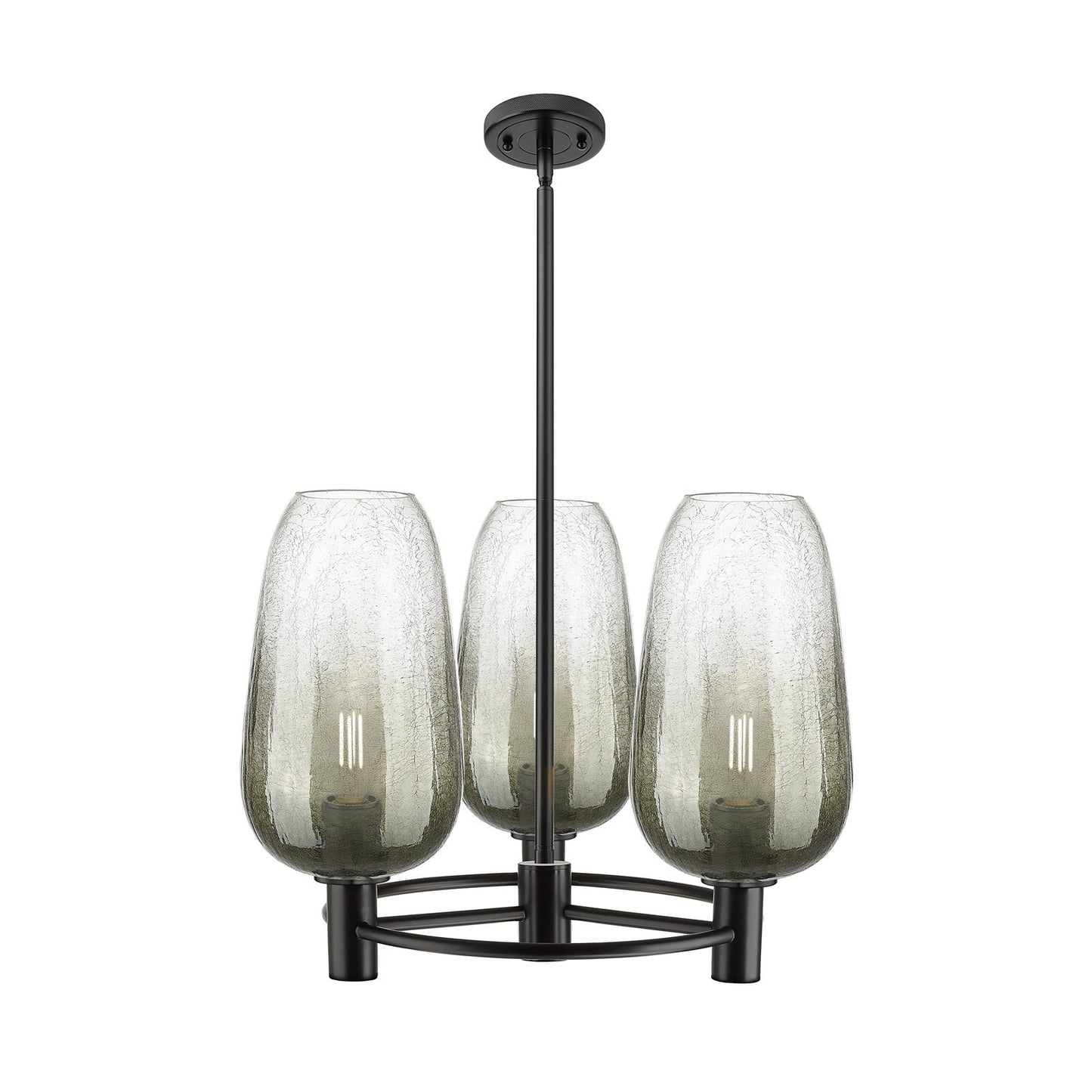 Innovations Brookhaven Flute 21in 3-Light Pendant | Industrial Matte Black and Slate Glass | Kitchen Island & Dining Room | Model 434-3CR-BK-G484-7SL