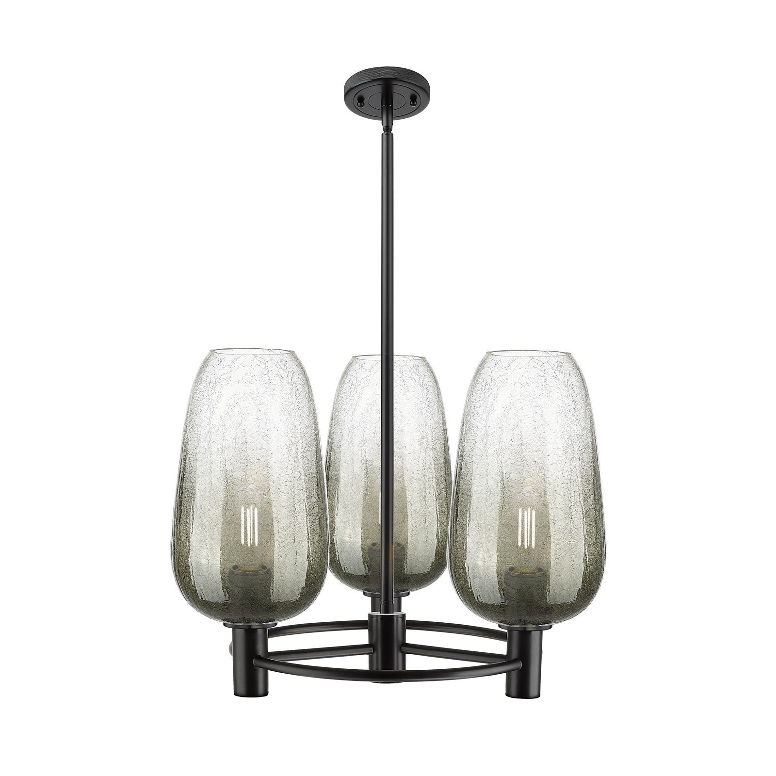 Innovations Brookhaven Flute 21in 3-Light Pendant | Industrial Matte Black and Slate Glass | Kitchen Island & Dining Room | Model 434-3CR-BK-G484-7SL