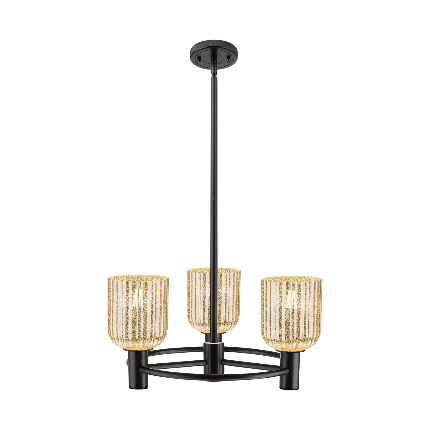 Innovations Crown Point 19in 3-Light Pendant | Industrial Matte Black and Mercury Bell Glass | Kitchen Island & Dining | Model 434-3CR-BK-G559-5ME