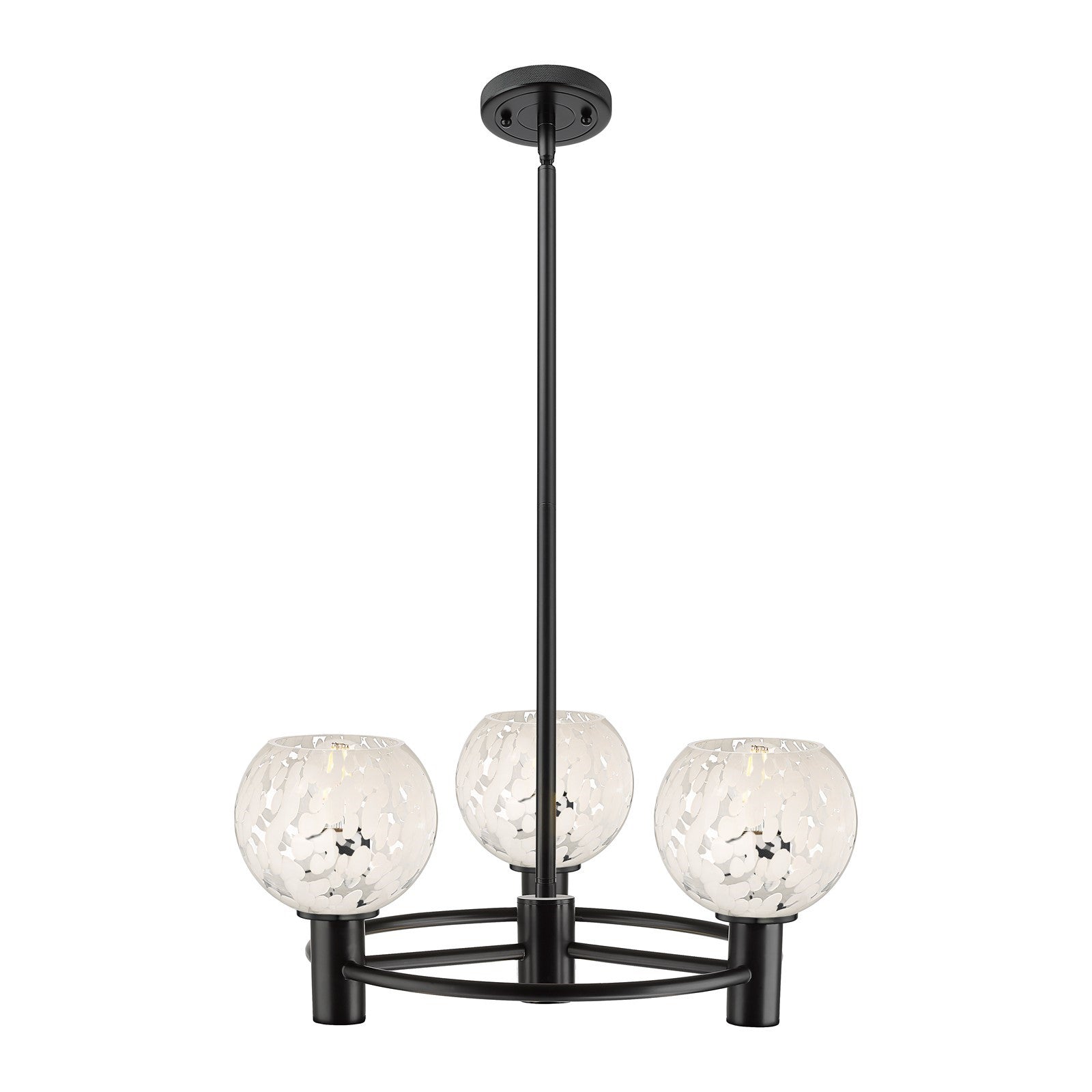Innovations White Mouchette 20in 3-Light Pendant | Industrial Polished Nickel and White Glass | Kitchen Island & Dining | Model 434-3CR-PN-G1216-6WM
