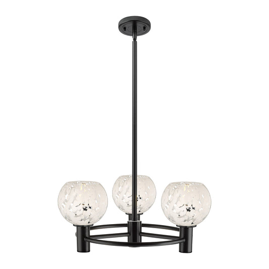 Innovations White Mouchette 20in 3-Light Pendant | Industrial Polished Nickel and White Glass | Kitchen Island & Dining | Model 434-3CR-PN-G1216-6WM