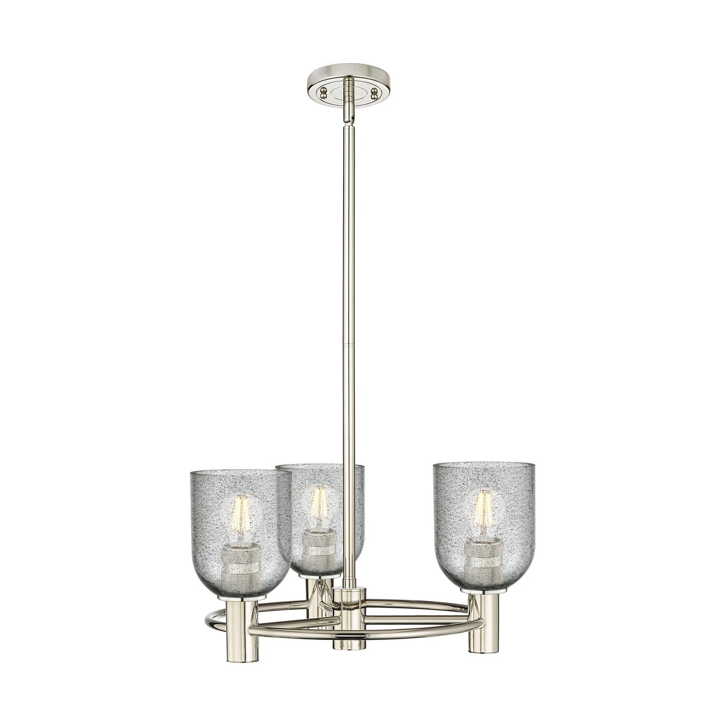 Innovations Caledonia 19in 3-Light Pendant | Industrial Polished Nickel and Charcoal Glass | Kitchen Island & Dining Room | Model 434-3CR-PN-G257