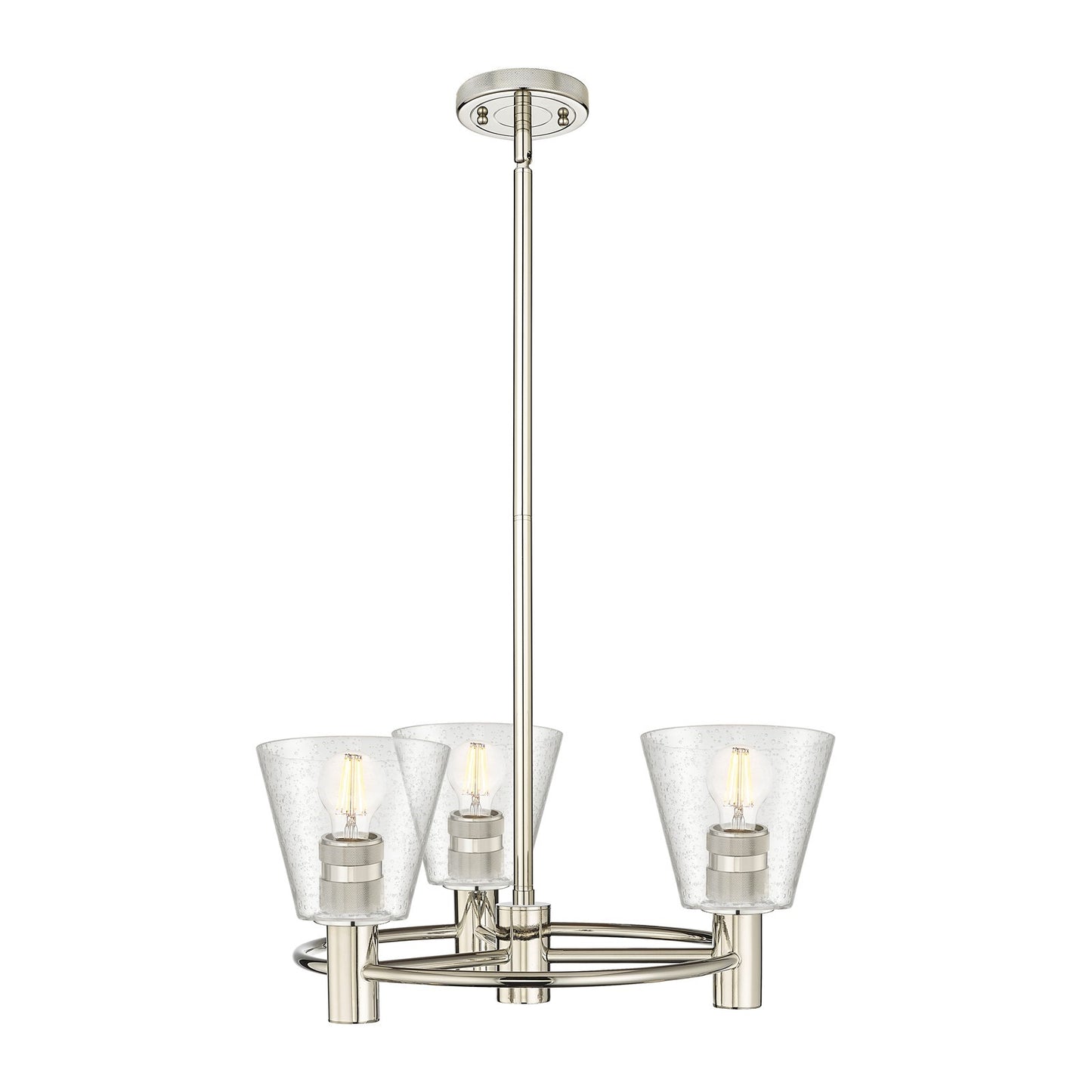 Innovations Caton 20in 3-Light Pendant | Industrial Polished Nickel and Frosted Glass | Kitchen Island & Dining Room | Model 434-3CR-PN-G454