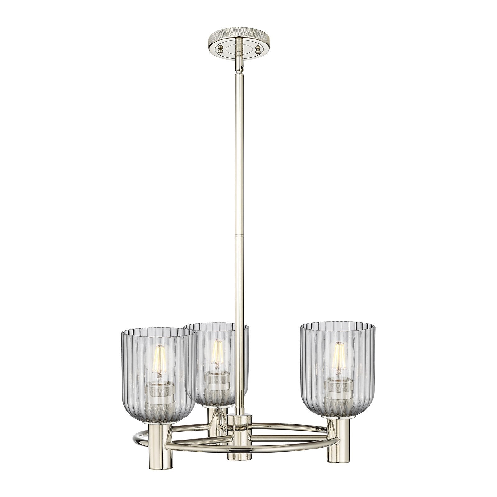 Innovations Crown Point 19in 3-Light Pendant | Industrial Polished Nickel and Light Smoke Glass | Kitchen Island & Dining | Model 434-3CR-PN-G559-5SM