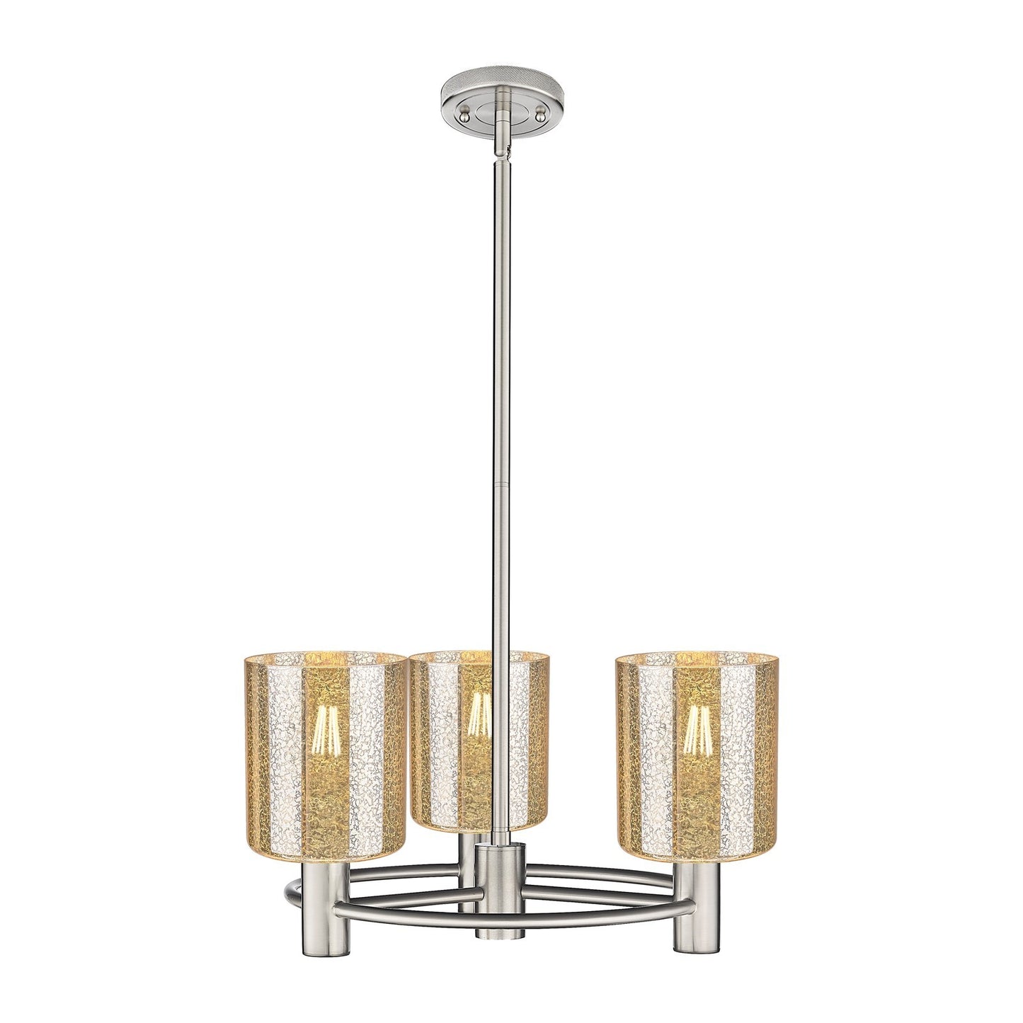 Innovations Cobbleskill 19in 3-Light Pendant | Industrial Satin Nickel and Mercury Glass | Kitchen Island & Dining Room | Model 434-3CR-SN-G116