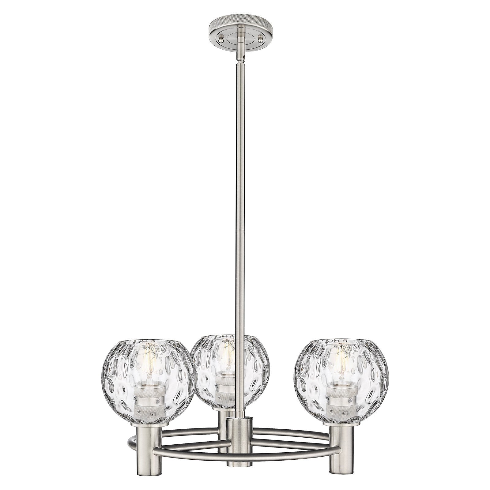 Innovations Athens Water Glass 20in 3-Light Pendant | Industrial Satin Nickel and Clear Glass | Kitchen Island & Dining | Model 434-3CR-SN-G1215-6