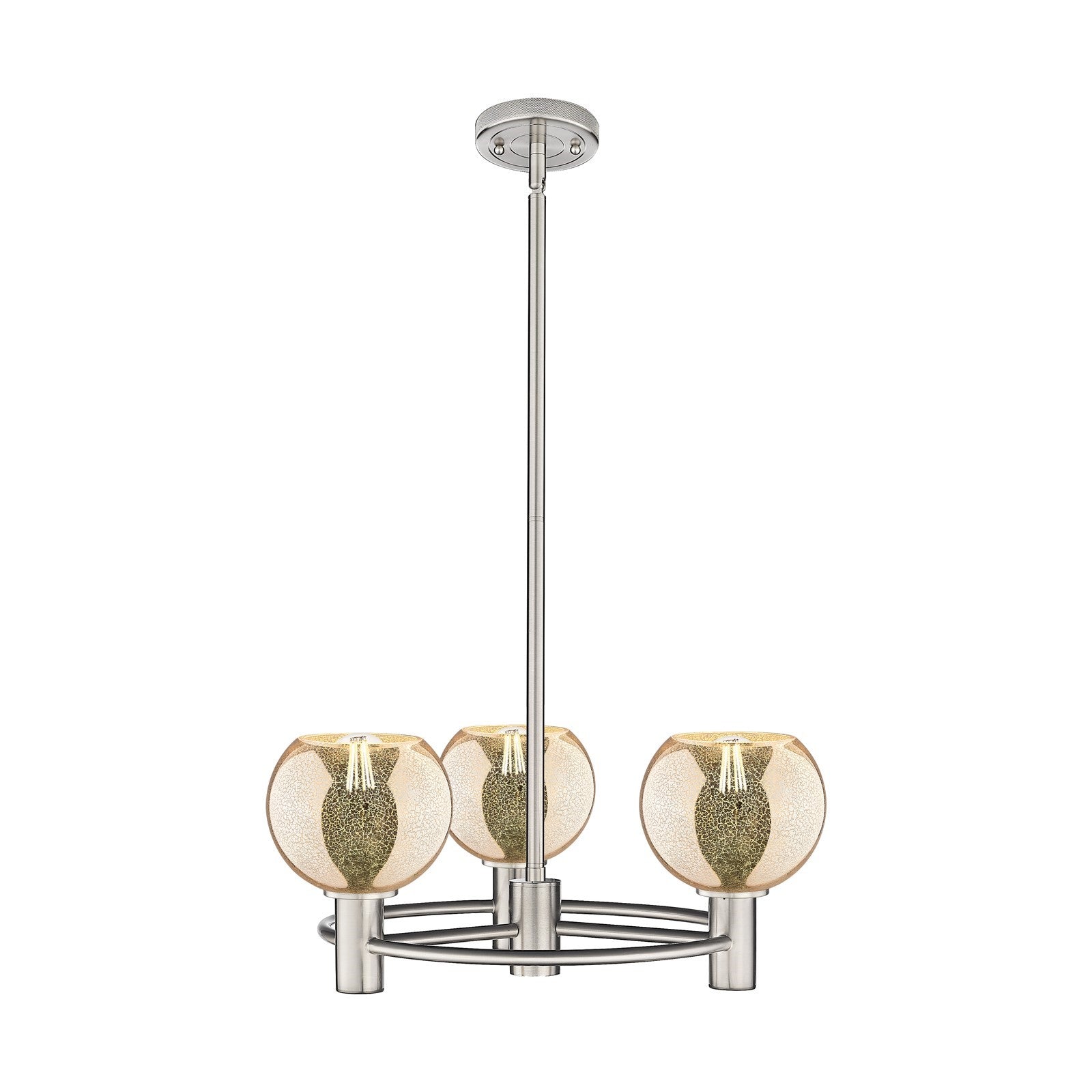 Innovations Athens Mercury 20in 3-Light Pendant | Industrial Satin Nickel and Mercury Glass | Kitchen Island & Dining Room | Model 434-3CR-SN-G128-6