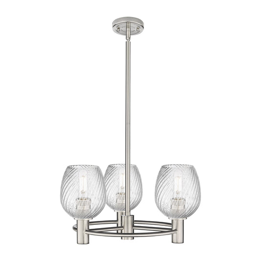 Innovations Salina 19.75in 3-Light Pendant | Industrial Satin Nickel and Clear Spiral Fluted Glass | Kitchen Island & Dining | Model 434-3CR-SN-G292