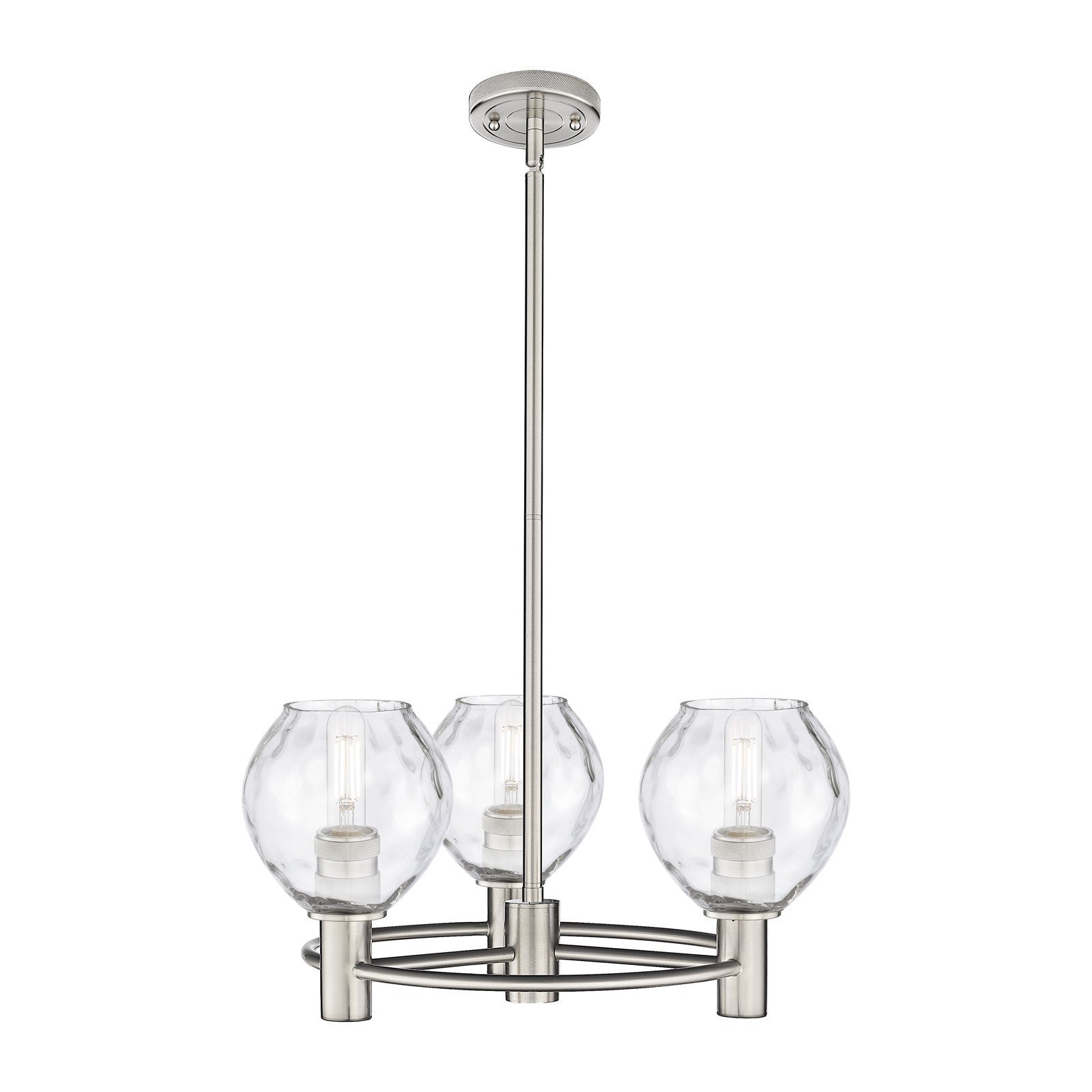 Innovations Waverly 20in 3-Light Pendant | Industrial Satin Nickel and Clear Glass | Kitchen Island & Dining Room | Model 434-3CR-SN-G362