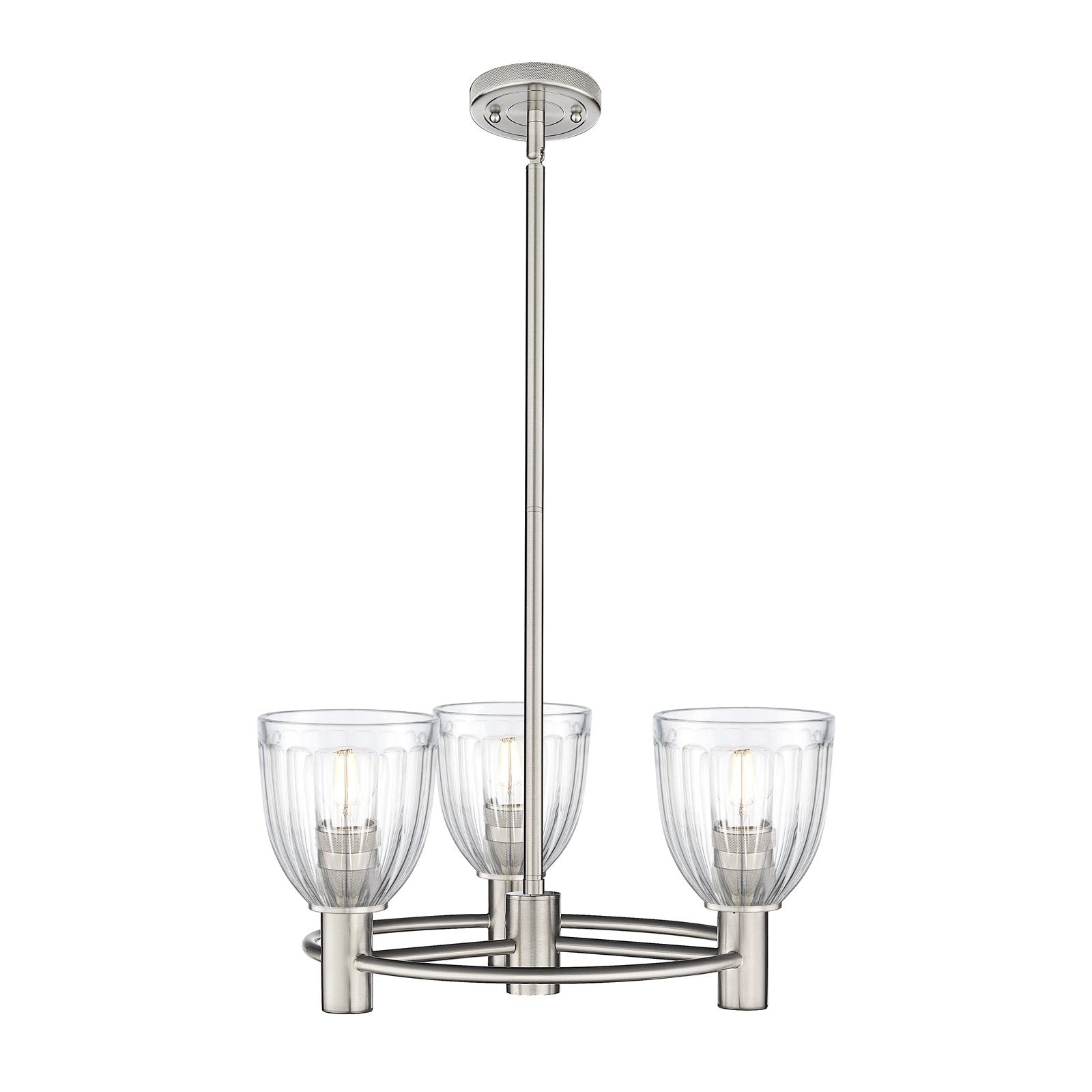 Innovations Brookfield 20in 3-Light Pendant | Industrial Satin Nickel and Clear Glass | Kitchen Island & Dining Room | Model 434-3CR-SN-G442