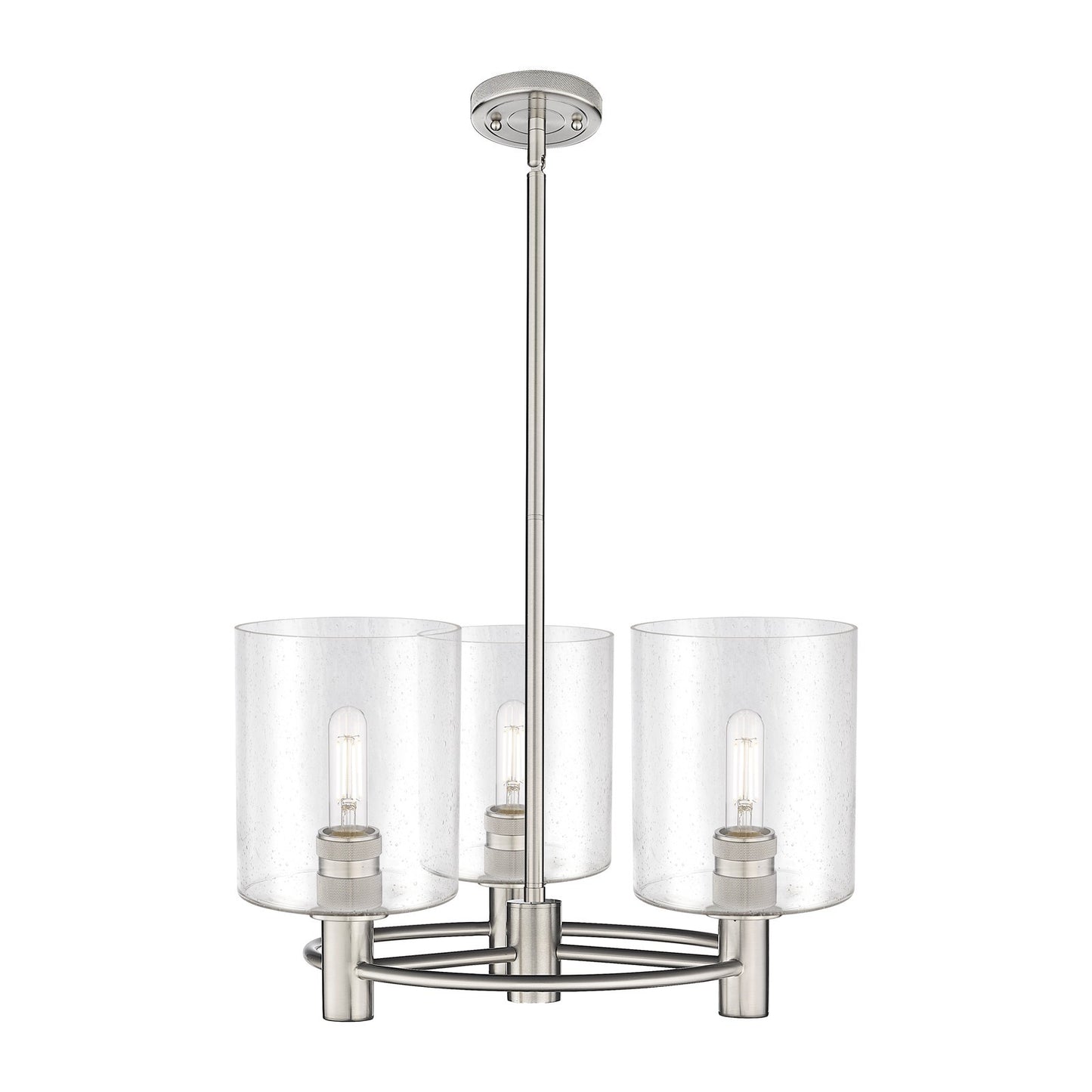 Innovations Paladin 21in 3-Light Pendant | Industrial Satin Nickel and Seedy Glass | Kitchen Island & Dining Room | Model 434-3CR-SN-G4424-7