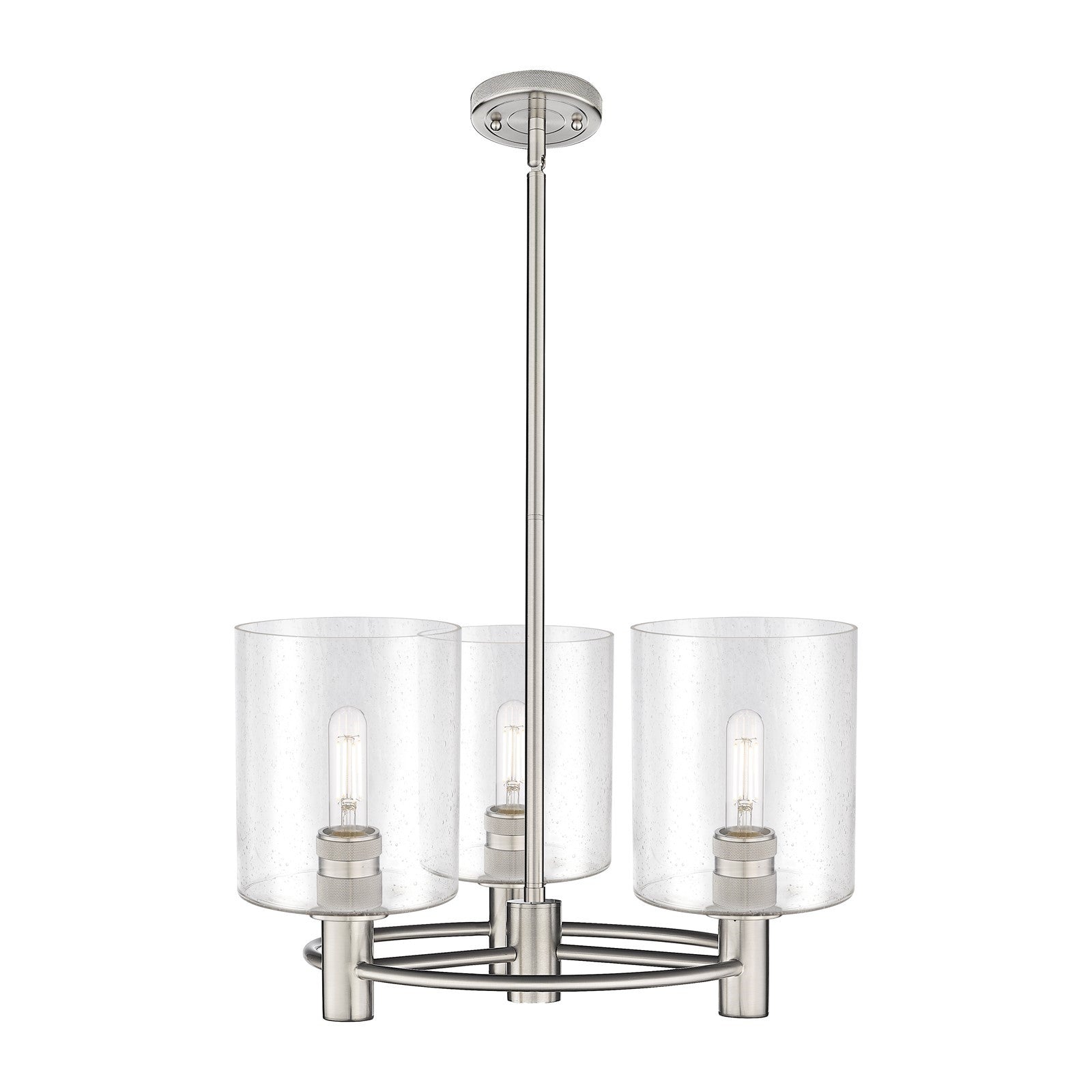 Innovations Paladin 21in 3-Light Pendant | Industrial Satin Nickel and Seedy Glass | Kitchen Island & Dining Room | Model 434-3CR-SN-G4424-7