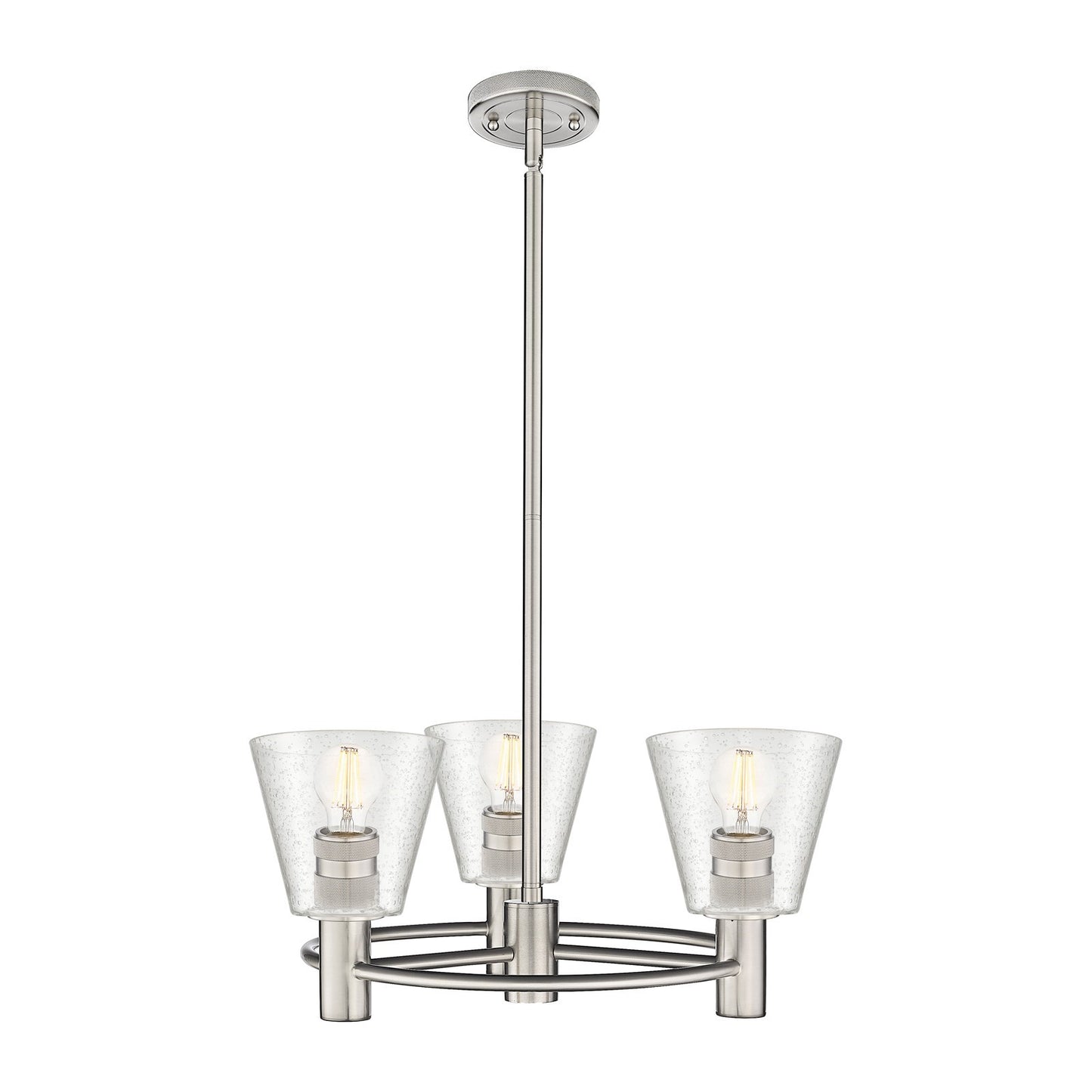 Innovations Caton 20in 3-Light Pendant | Industrial Satin Nickel and Frosted Glass | Kitchen Island & Dining Room | Model 434-3CR-SN-G454