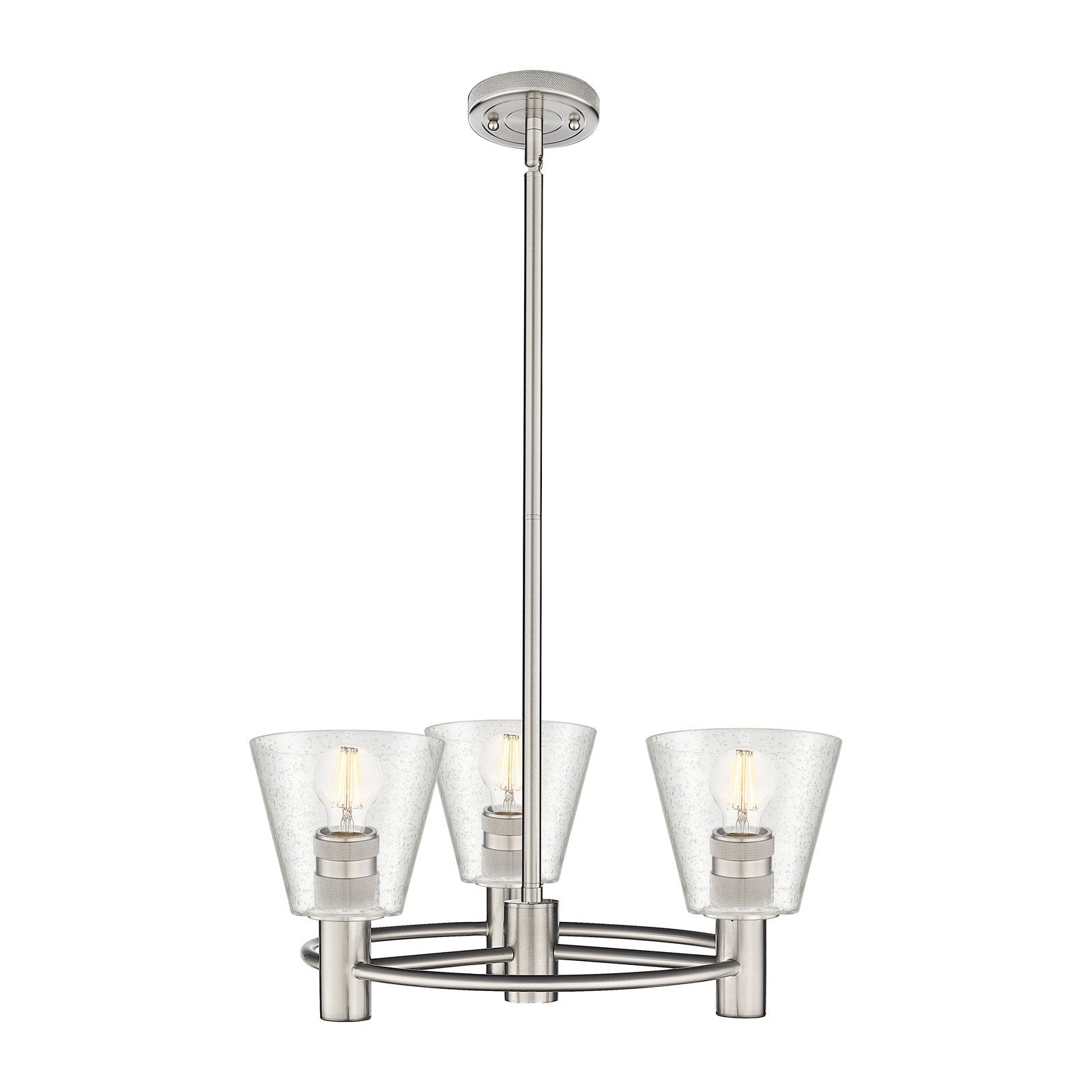 Innovations Caton 20in 3-Light Pendant | Industrial Satin Nickel and Frosted Glass | Kitchen Island & Dining Room | Model 434-3CR-SN-G454