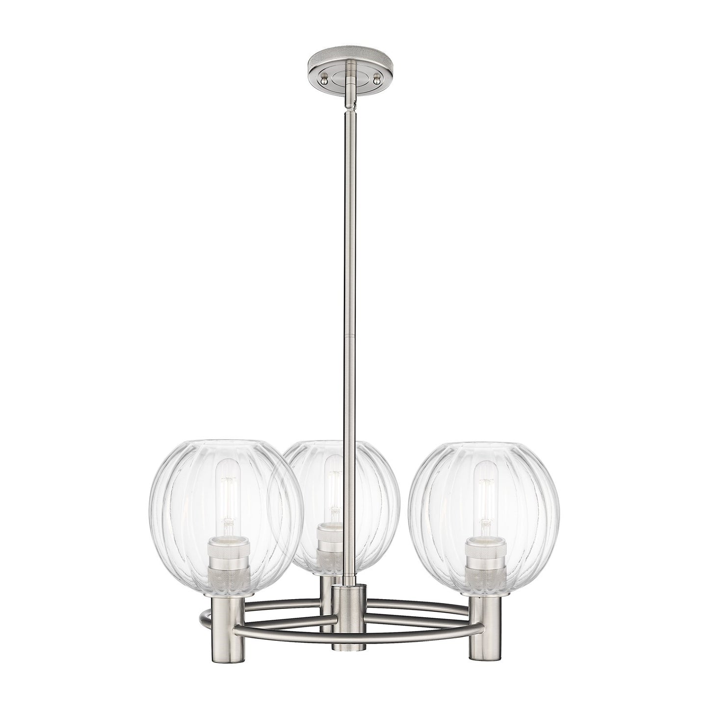 Innovations Preston Globe 21in 3-Light Pendant | Industrial Satin Nickel and Clear Glass | Kitchen Island & Dining Room | Model 434-3CR-SN-G458-7CL