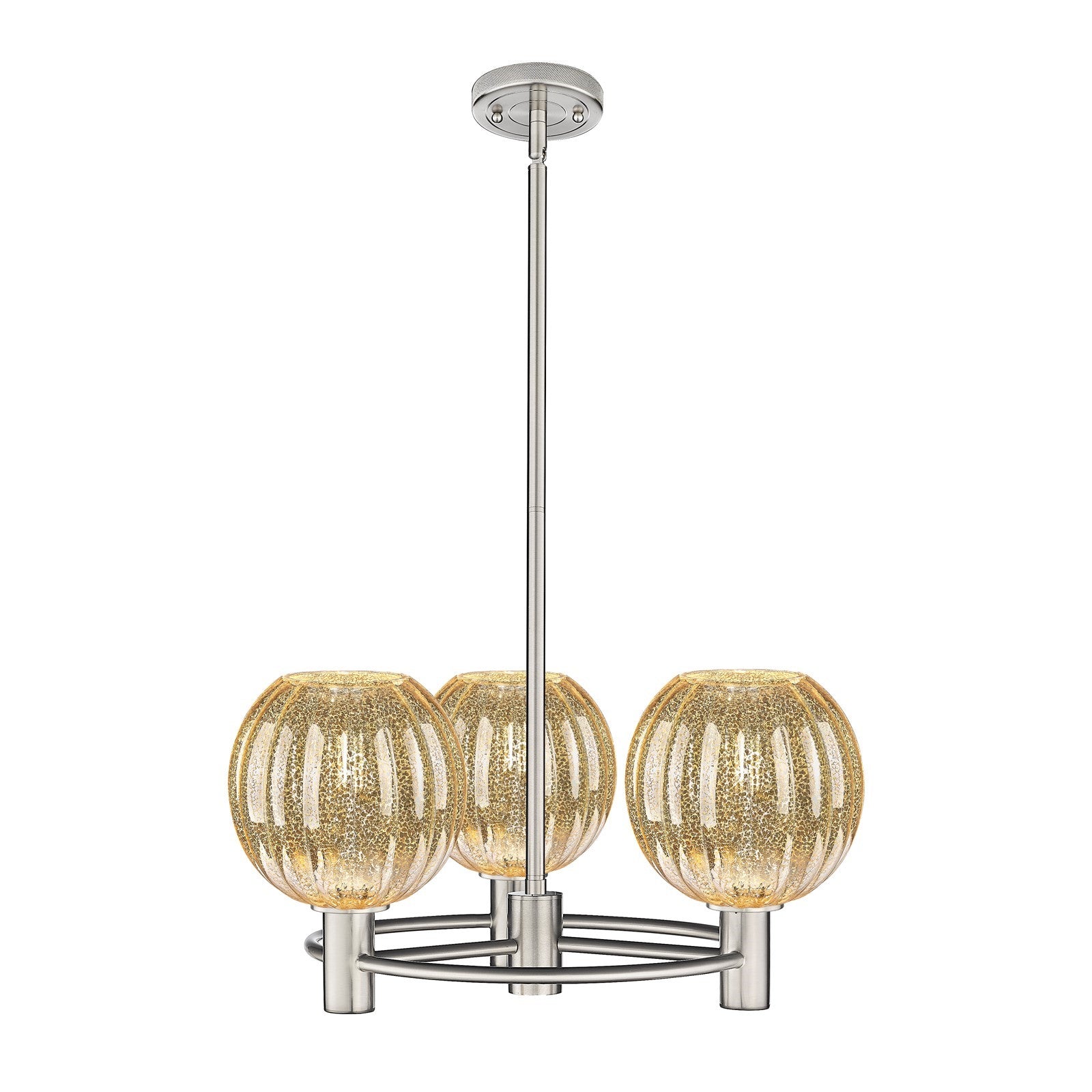 Innovations Preston Globe 21in 3-Light Pendant | Industrial Satin Nickel and Mercury Glass | Kitchen Island & Dining Room | Model 434-3CR-SN-G458-7ME