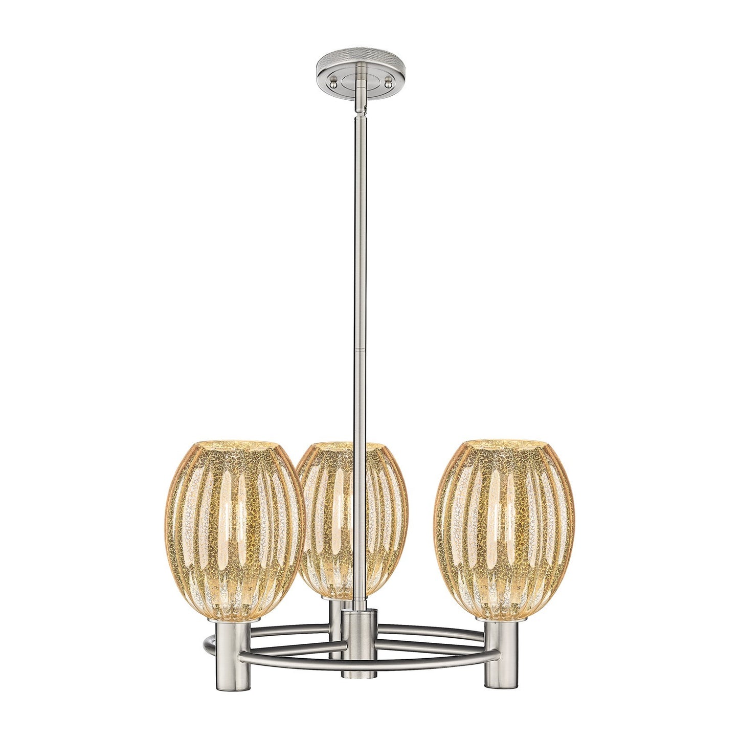 Innovations Preston Bulb 20in 3-Light Pendant | Industrial Satin Nickel and Mercury Glass | Kitchen Island & Dining Room | Model 434-3CR-SN-G459-6ME
