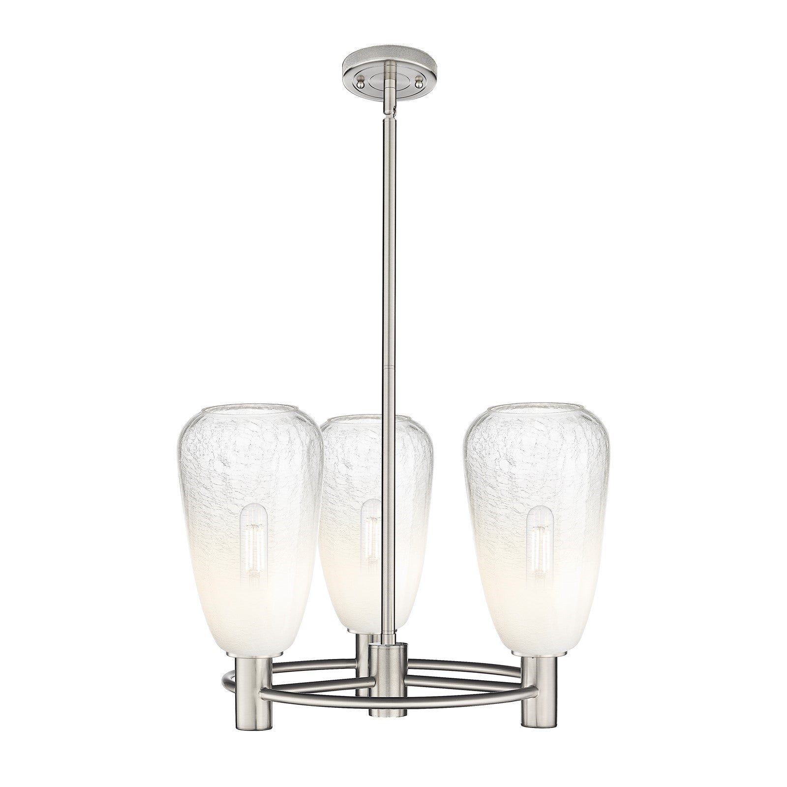Innovations Brookhaven Almond 20in 3-Light Pendant | Industrial Satin Nickel and Opal Glass | Kitchen Island & Dining | Model 434-3CR-SN-G480-6OP