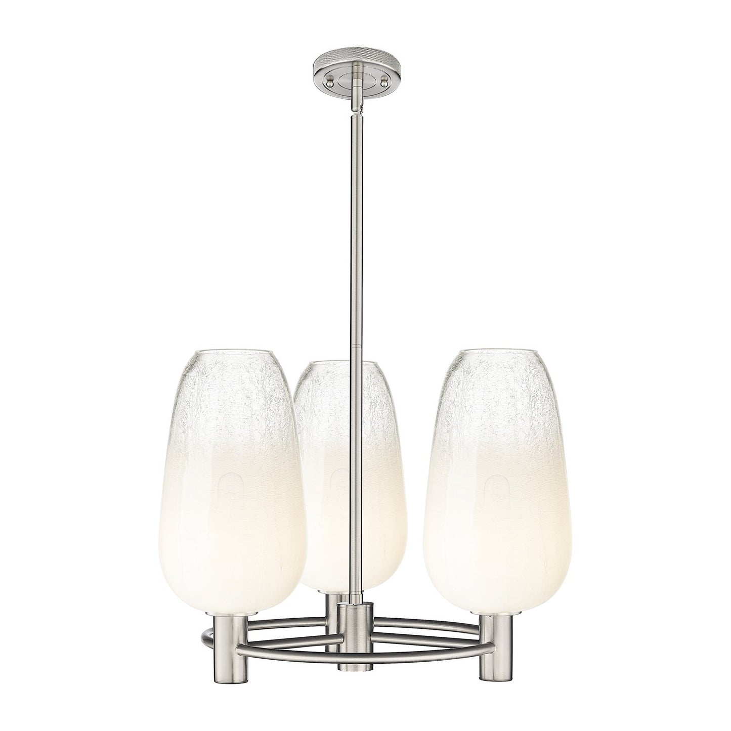 Innovations Brookhaven Flute 21in 3-Light Pendant | Industrial Satin Nickel and Opal Glass | Kitchen Island & Dining Room | Model 434-3CR-SN-G484-7OP