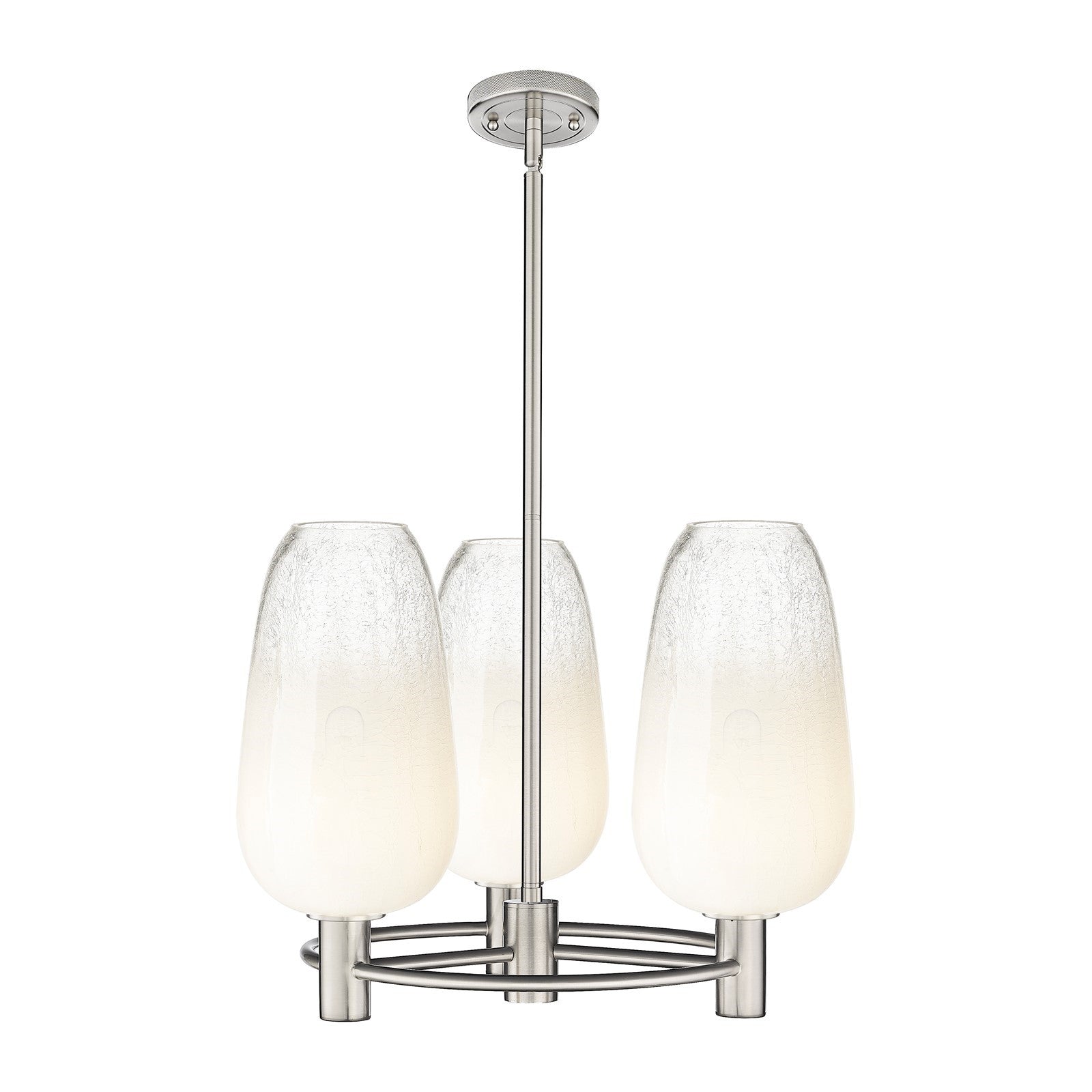 Innovations Brookhaven Flute 21in 3-Light Pendant | Industrial Satin Nickel and Opal Glass | Kitchen Island & Dining Room | Model 434-3CR-SN-G484-7OP