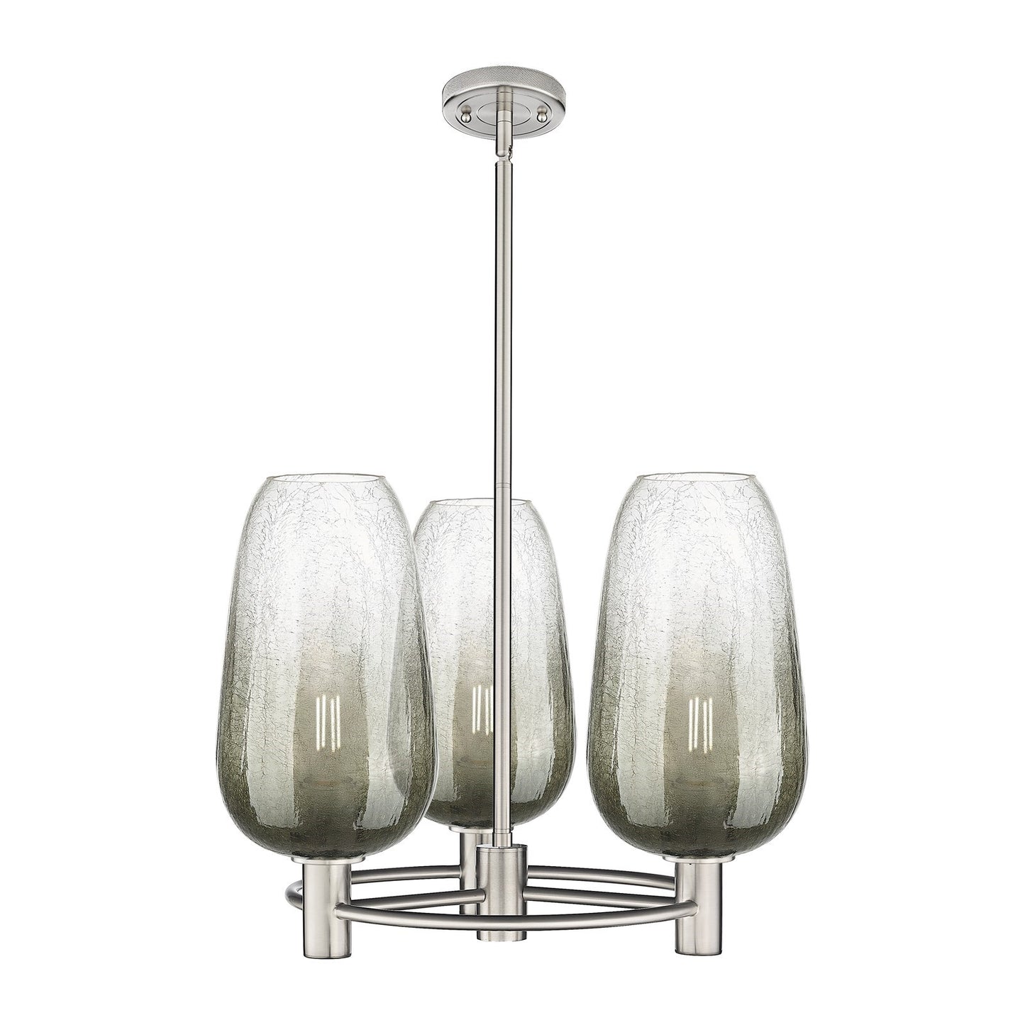 Innovations Brookhaven Flute 21in 3-Light Pendant | Industrial Satin Nickel and Slate Glass | Kitchen Island & Dining | Model 434-3CR-SN-G484-7SL