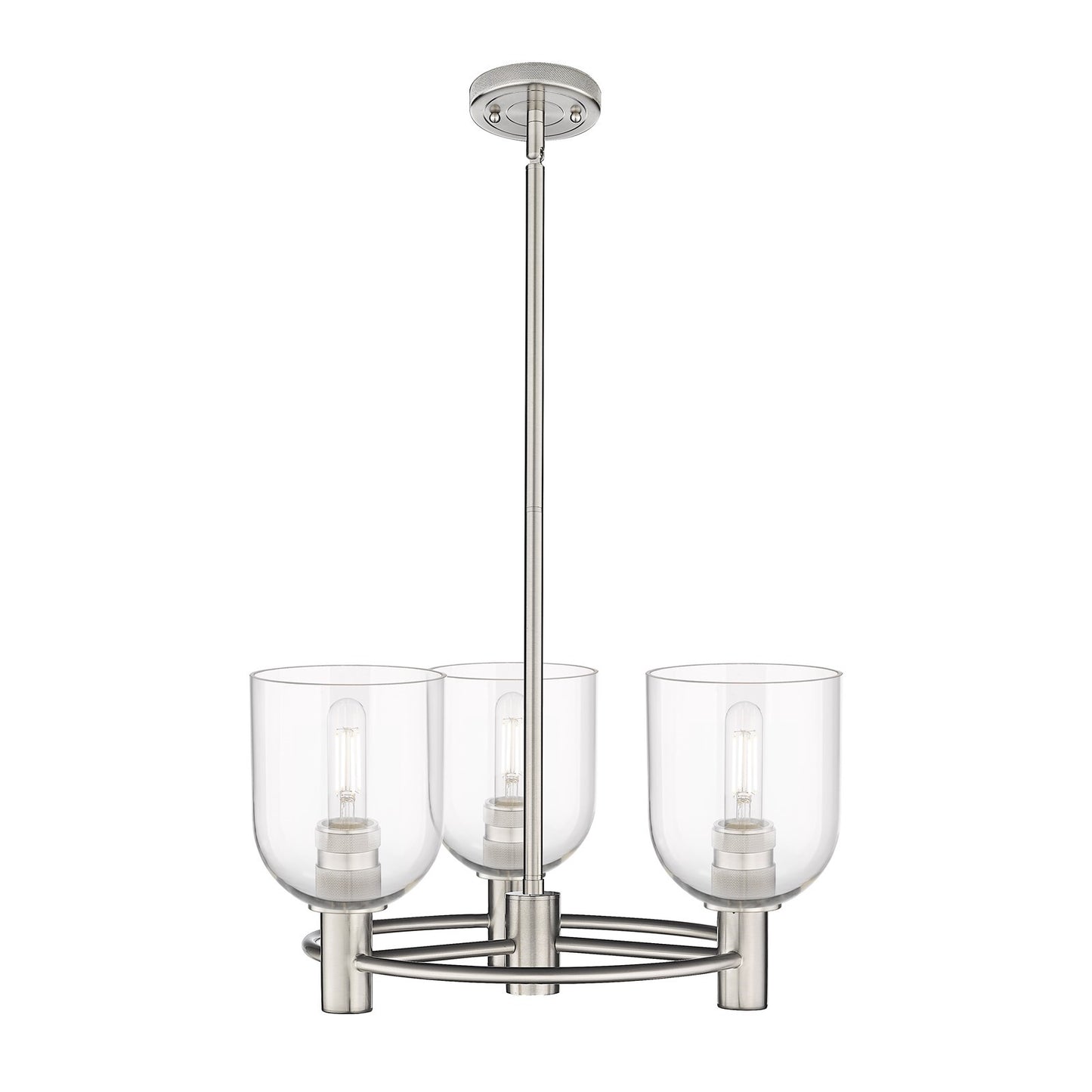 Innovations Bella 19in 3-Light Pendant | Industrial Satin Nickel and Clear Glass | Kitchen Island & Dining Room | Model 434-3CR-SN-G558-6CL