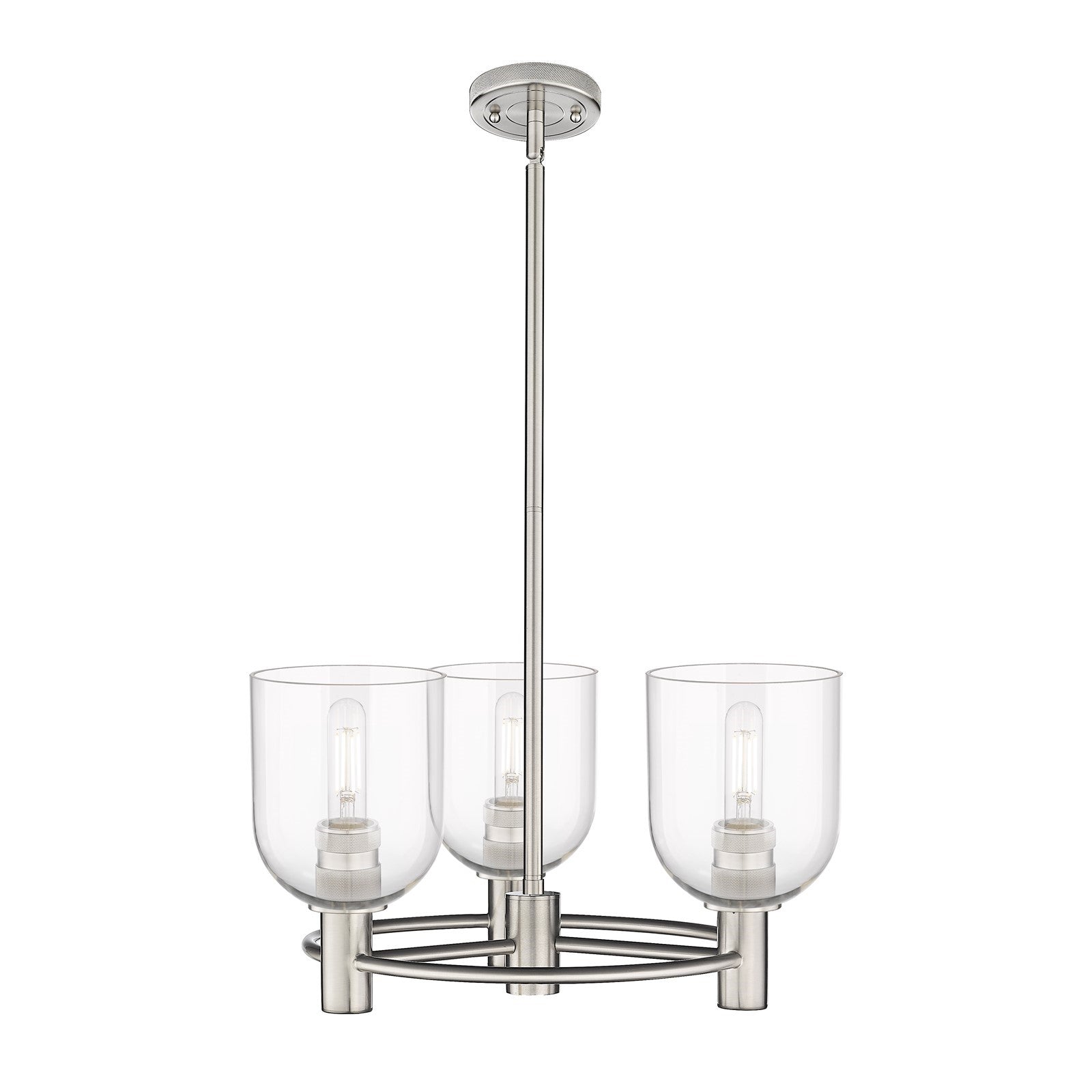 Innovations Bella 19in 3-Light Pendant | Industrial Satin Nickel and Clear Glass | Kitchen Island & Dining Room | Model 434-3CR-SN-G558-6CL