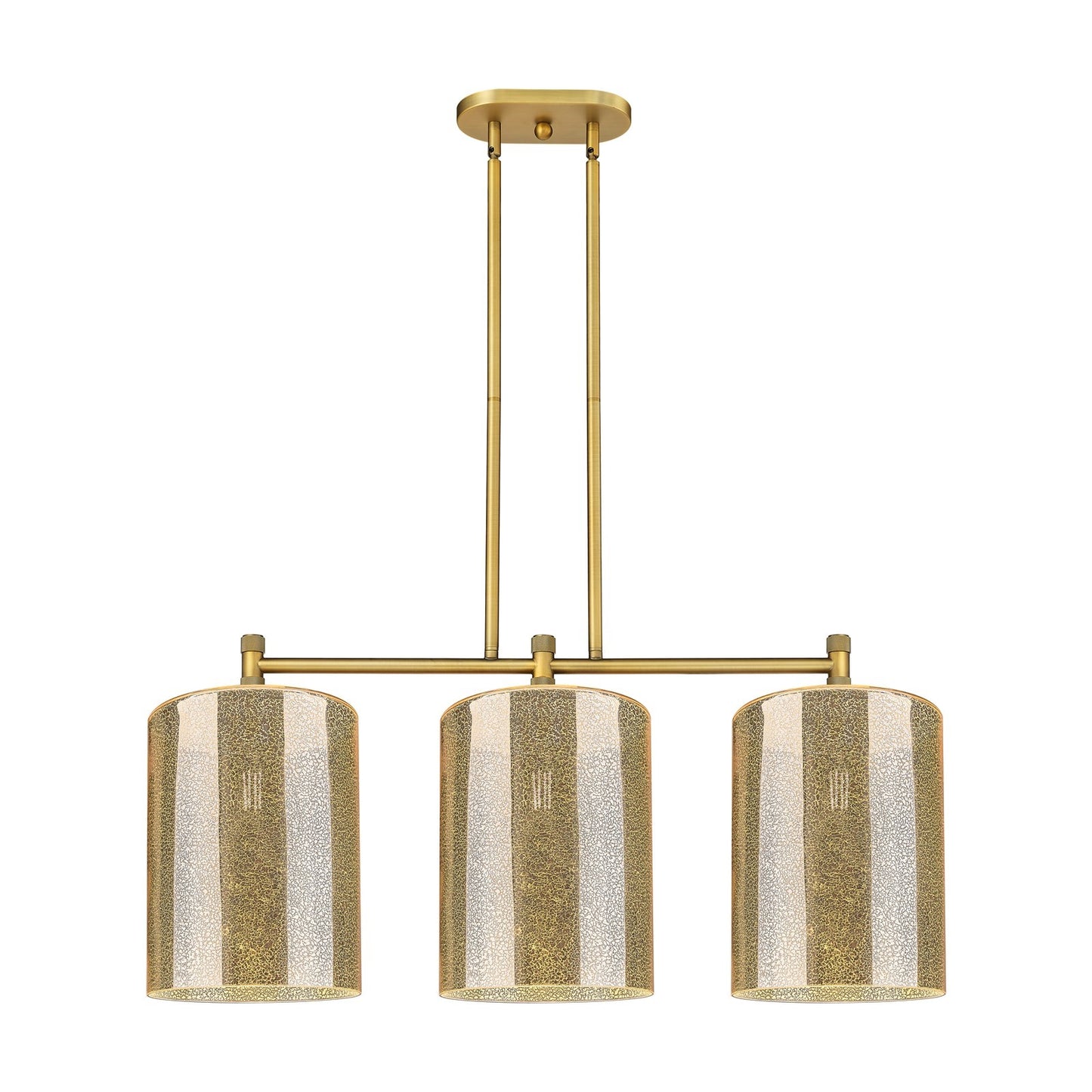 Innovations Cobbleskill 36in 3-Light Island Light | Industrial Brushed Brass and Mercury Glass | Kitchen Island & Dining | Model 434-3I-BB-G116-L