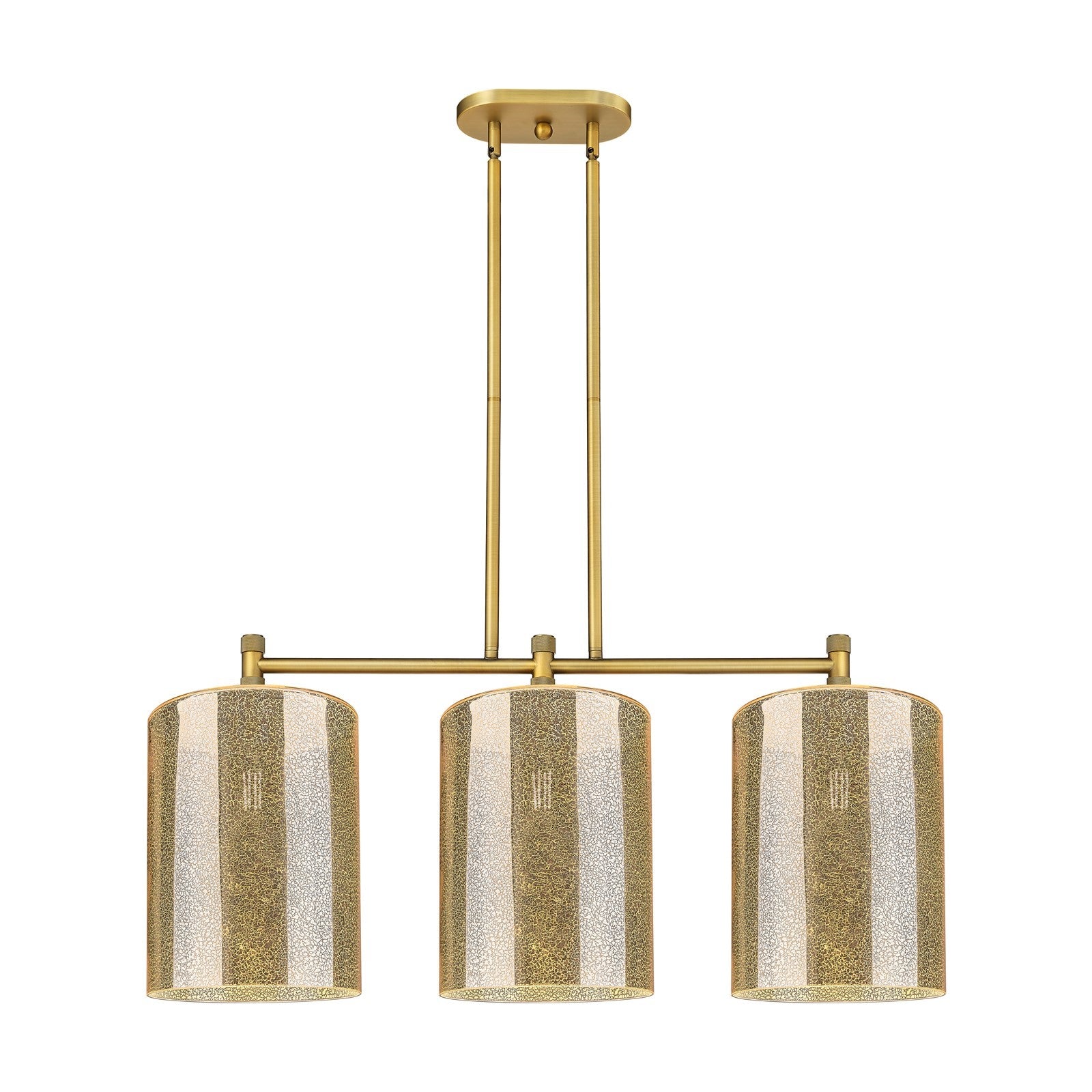 Innovations Cobbleskill 36in 3-Light Island Light | Industrial Brushed Brass and Mercury Glass | Kitchen Island & Dining | Model 434-3I-BB-G116-L