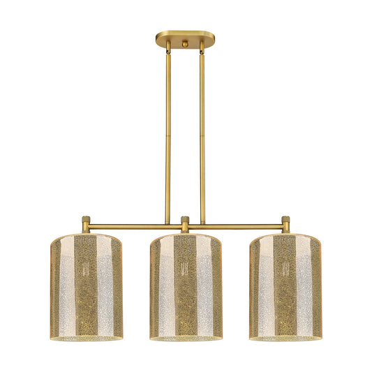 Innovations Cobbleskill 36in 3-Light Island Light | Industrial Brushed Brass and Mercury Glass | Kitchen Island & Dining | Model 434-3I-BB-G116-L