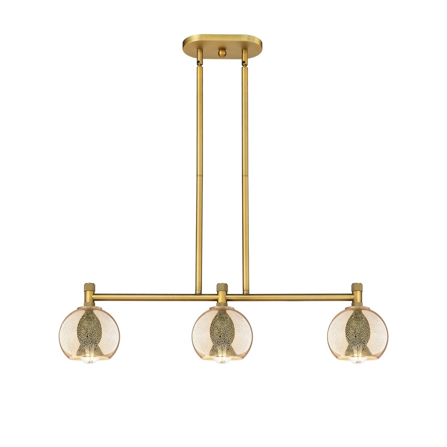 Innovations Athens 33in 3-Light Island Light | Brushed Brass and Mercury Glass | Kitchen Island & Dining Room | Model 434-3I-BB-G128-6