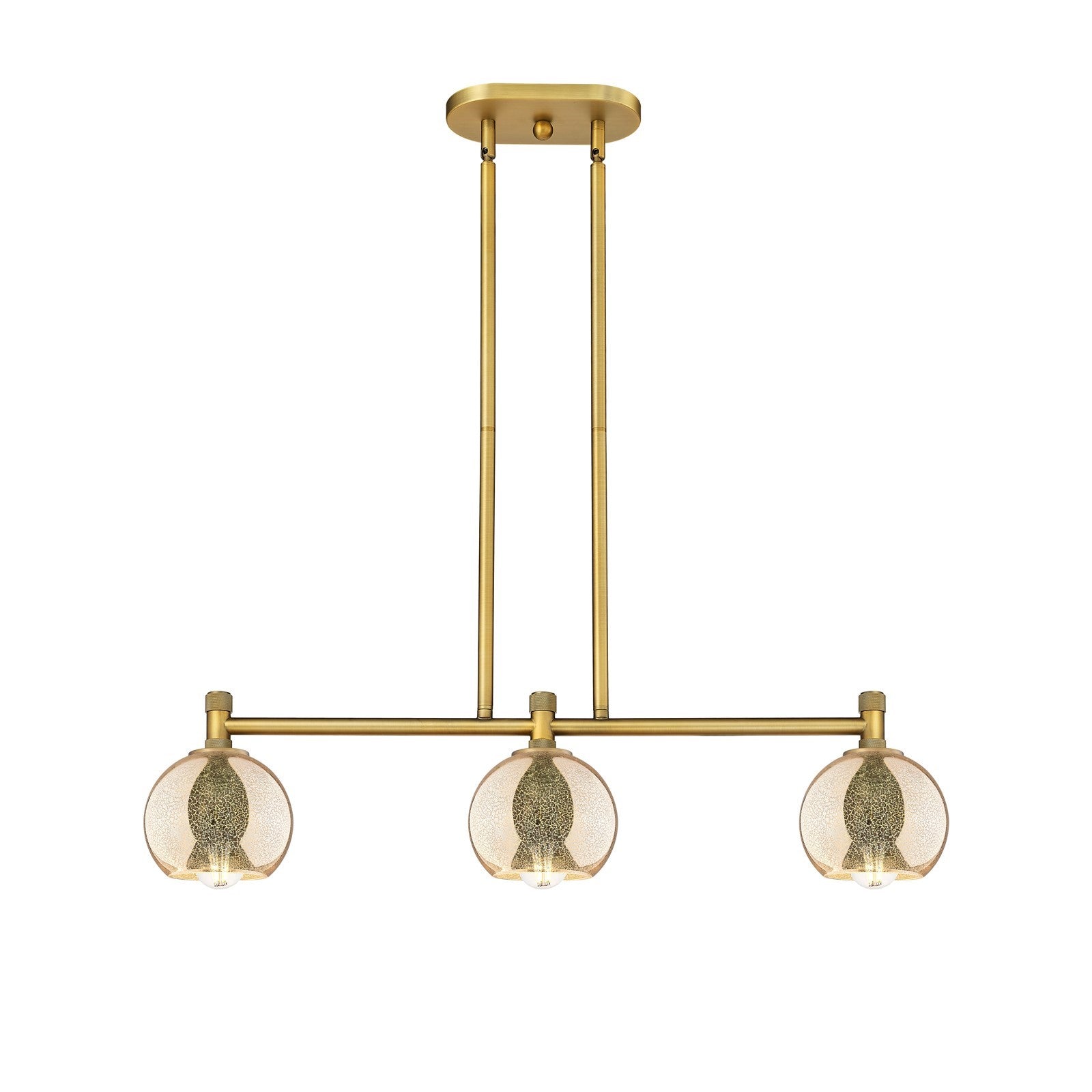 Innovations Athens 33in 3-Light Island Light | Brushed Brass and Mercury Glass | Kitchen Island & Dining Room | Model 434-3I-BB-G128-6