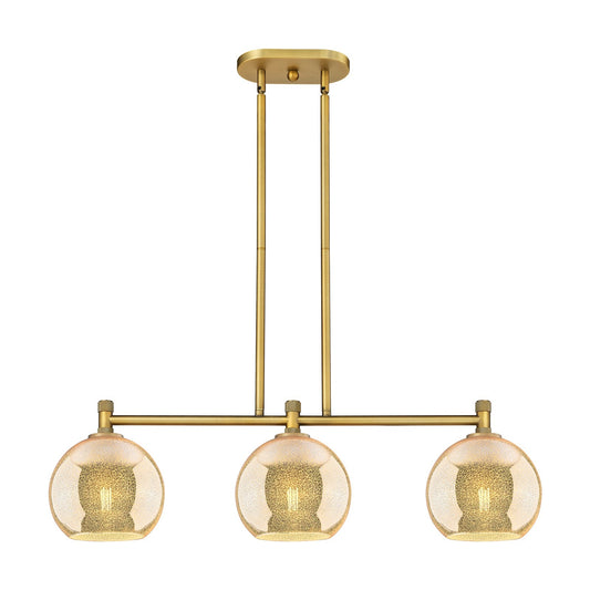 Innovations Athens 35in 3-Light Island Light | Brushed Brass and Mercury Glass | Kitchen Island & Dining Room | 35 x 9.88 in | Model 434-3I-BB-G128-8