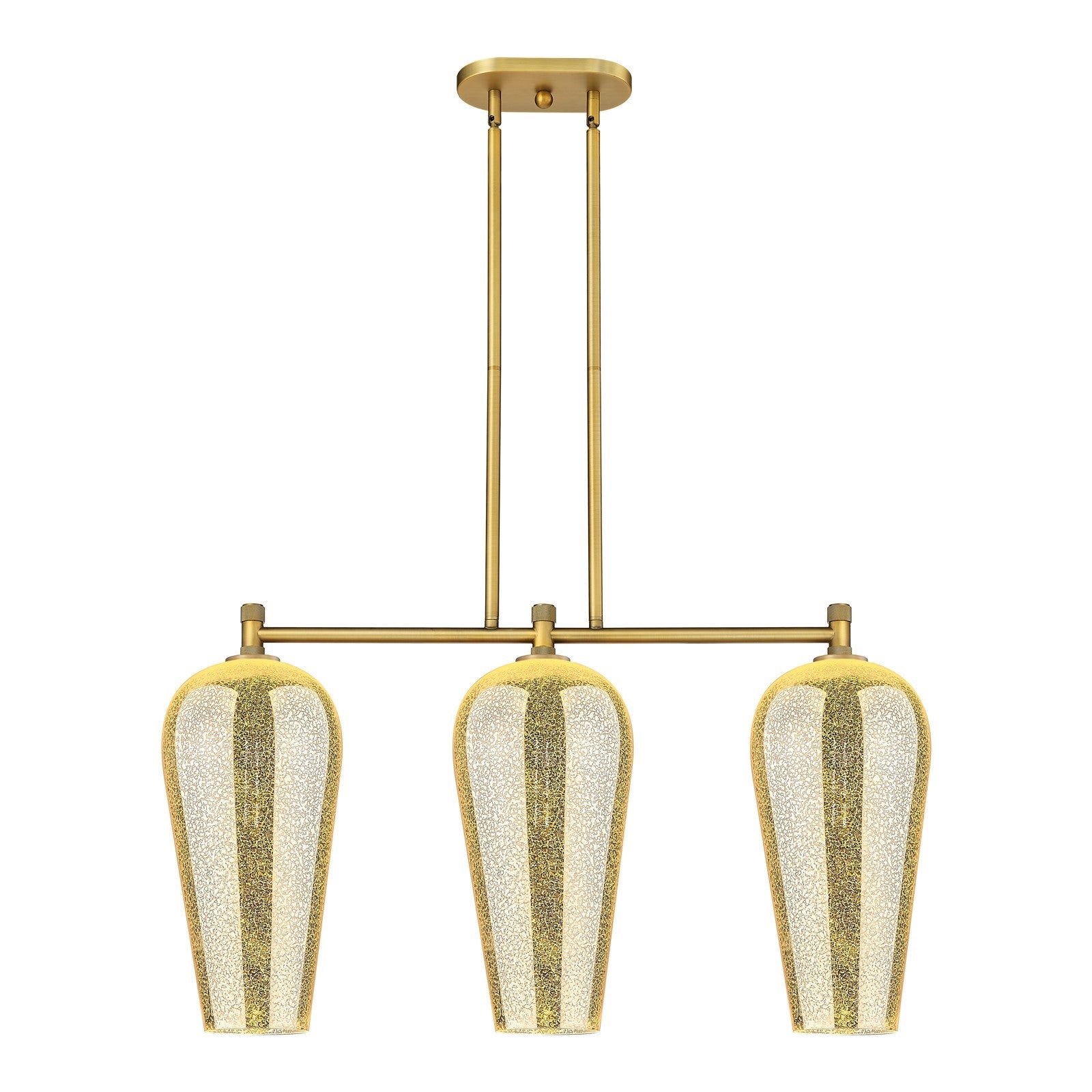 Innovations Chelsea 35in 3-Light Island Light | Industrial Brushed Brass and Mercury Glass | Kitchen Island & Dining Room | Model 434-3I-BB-G456-8ME
