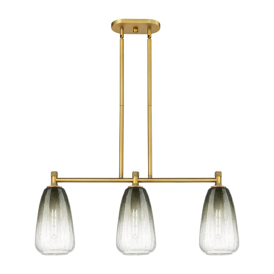 Innovations Brookhaven Almond 33in 3-Light Island | Industrial Brushed Brass and Slate Glass | Kitchen Island & Dining | Model 434-3I-BB-G480-6SL