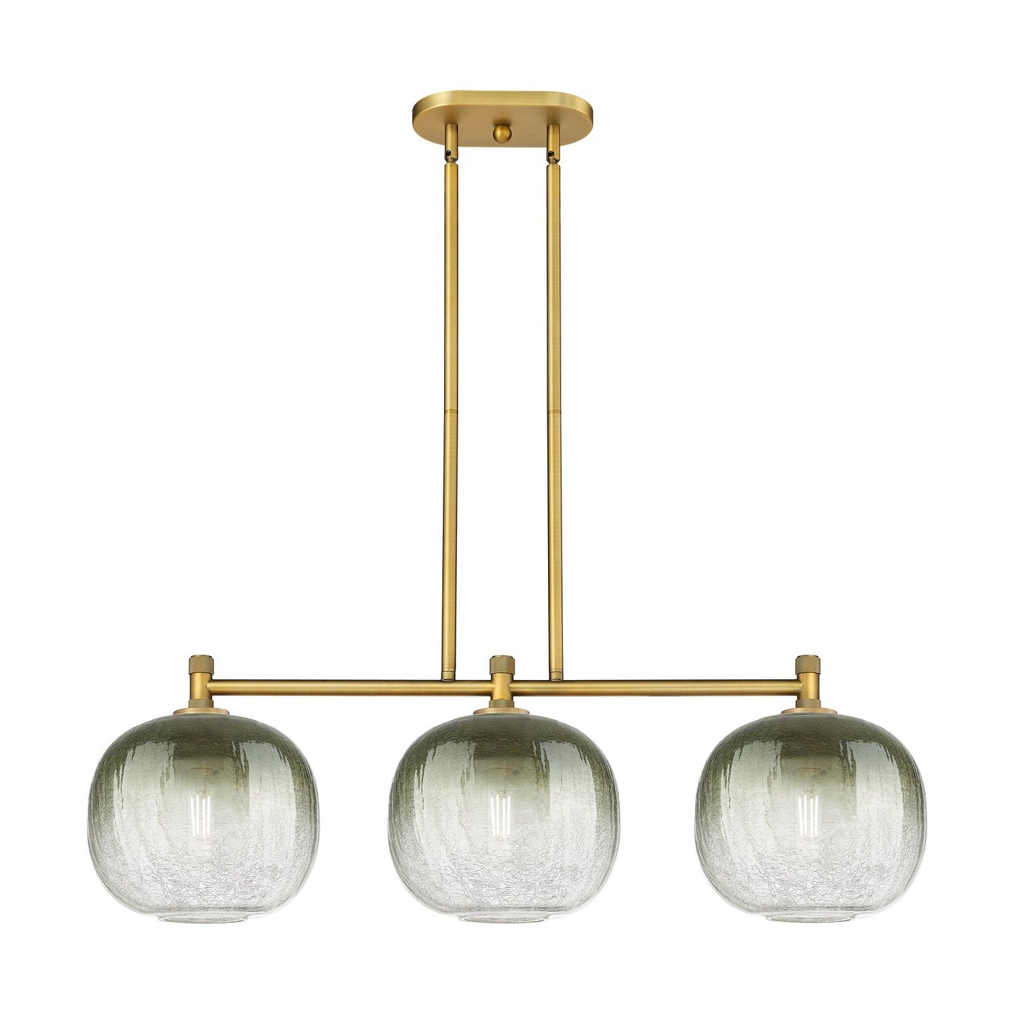 Innovations Brookhaven Sphere 37in 3-Light Island Light | Industrial Brushed Brass and Slate Glass | Kitchen Island | Model 434-3I-BB-G481-10SL