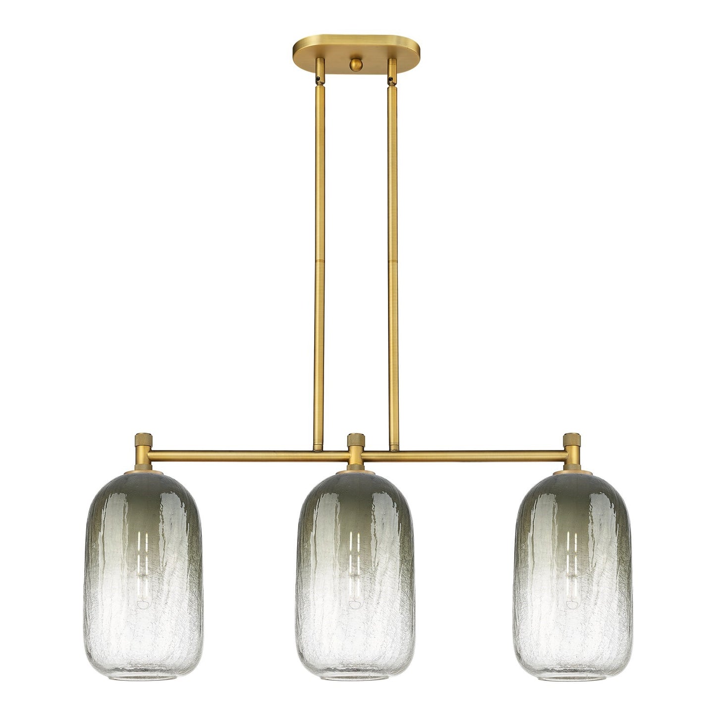 Innovations Brookhaven Cloche 34in 3-Light Island Light | Industrial Brushed Brass and Slate Glass | Kitchen Island | Model 434-3I-BB-G482-7SL