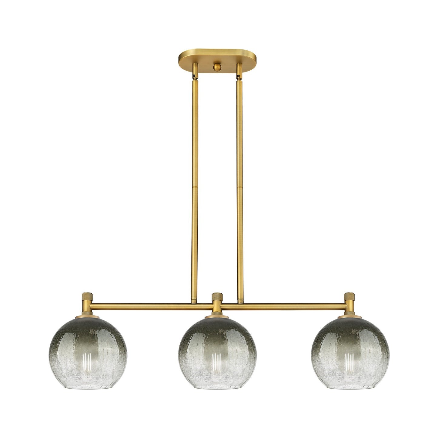 Innovations Brookhaven Globe 35in 3-Light Island Light | Industrial Brushed Brass and Slate Glass | Kitchen Island | Model 434-3I-BB-G483-8SL
