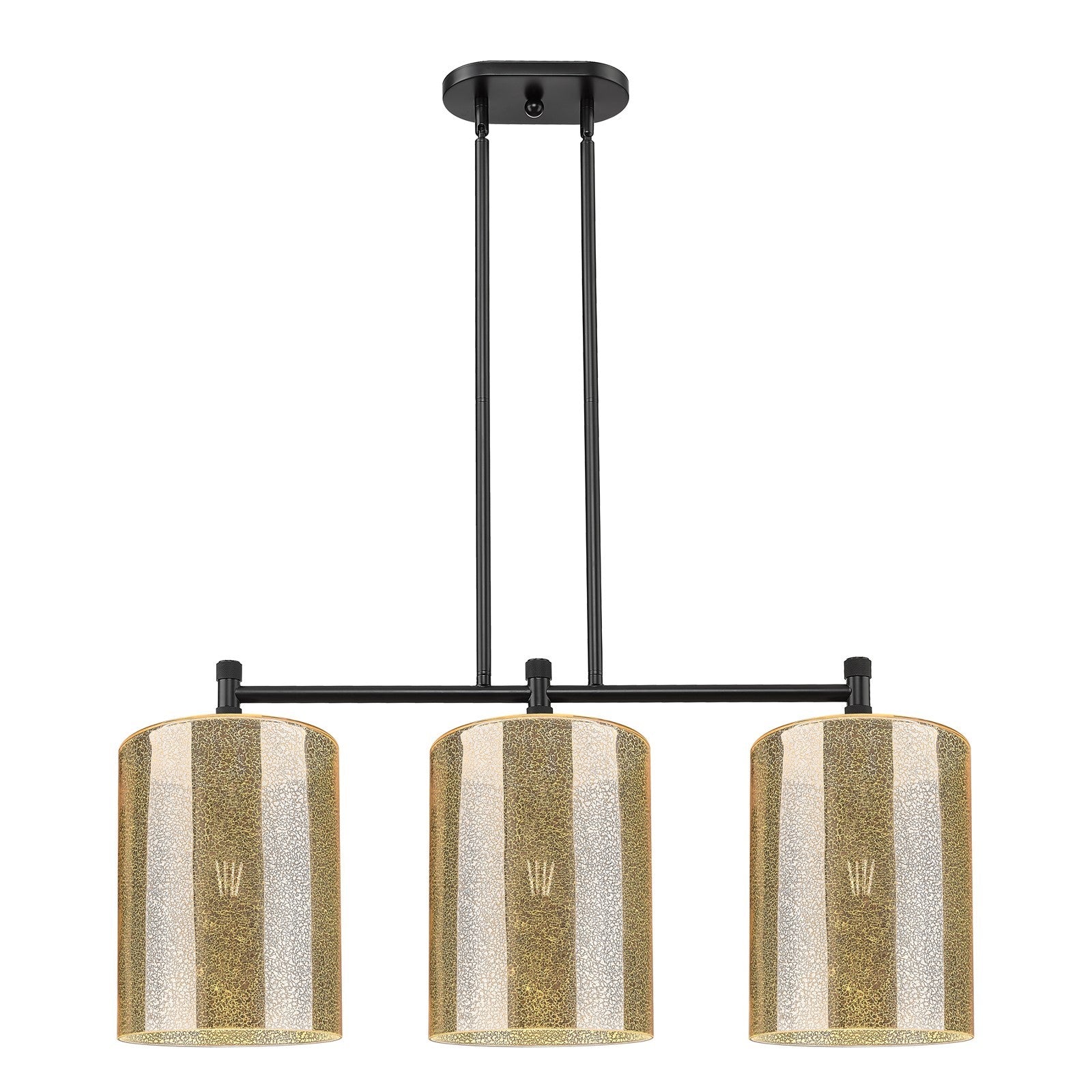 Innovations Cobbleskill 36in 3-Light Island Light | Industrial Matte Black and Mercury Glass | Kitchen Island & Dining Room | Model 434-3I-BK-G116-L