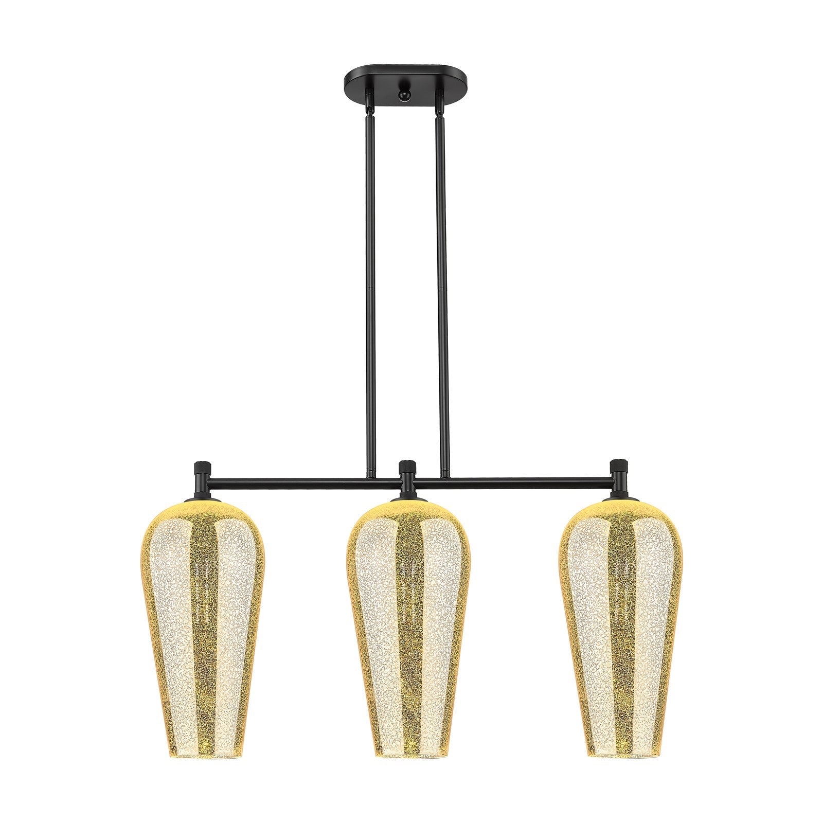 Innovations Chelsea 35in 3-Light Island Light | Industrial Matte Black and Mercury Glass | Kitchen Island & Dining Room | Model 434-3I-BK-G456-8ME