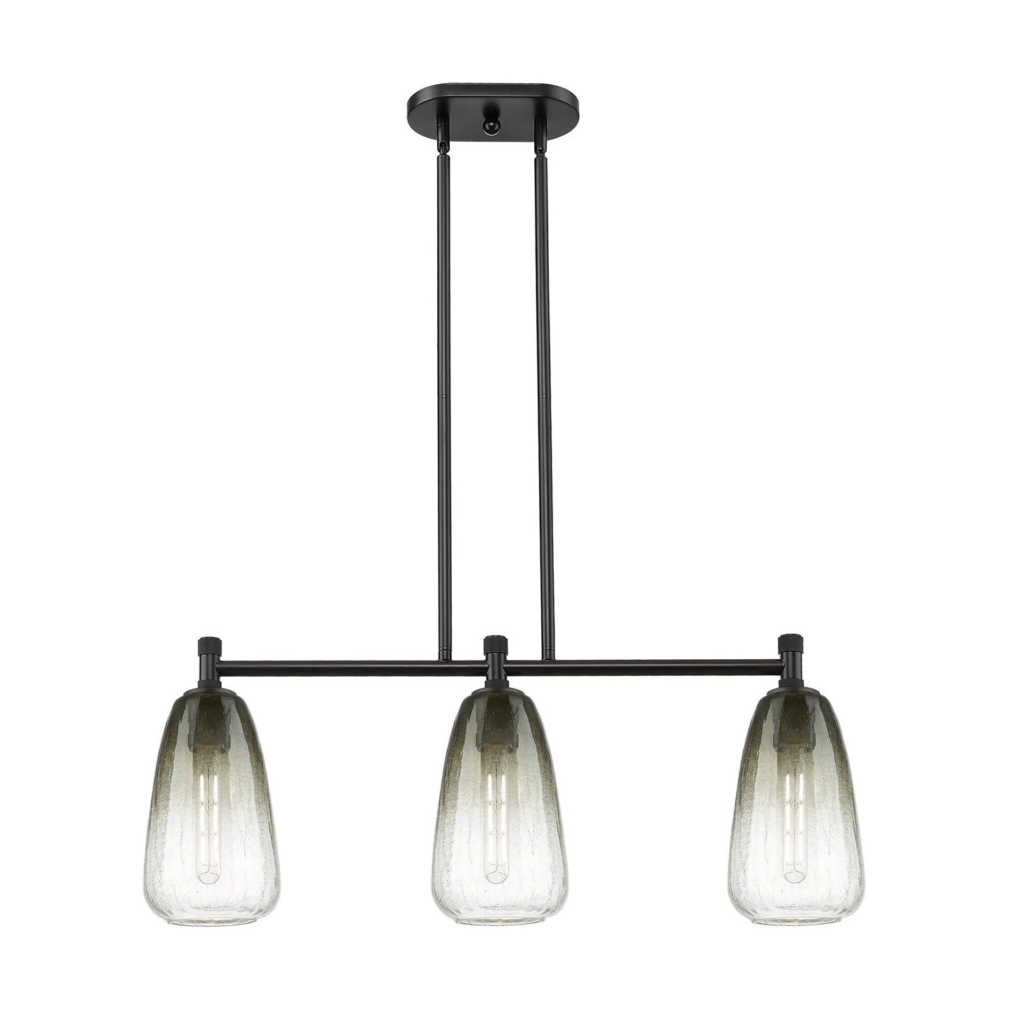 Innovations Brookhaven Almond 33in 3-Light Island Light | Industrial Matte Black and Slate Glass | Kitchen Island & Dining | Model 434-3I-BK-G480-6SL