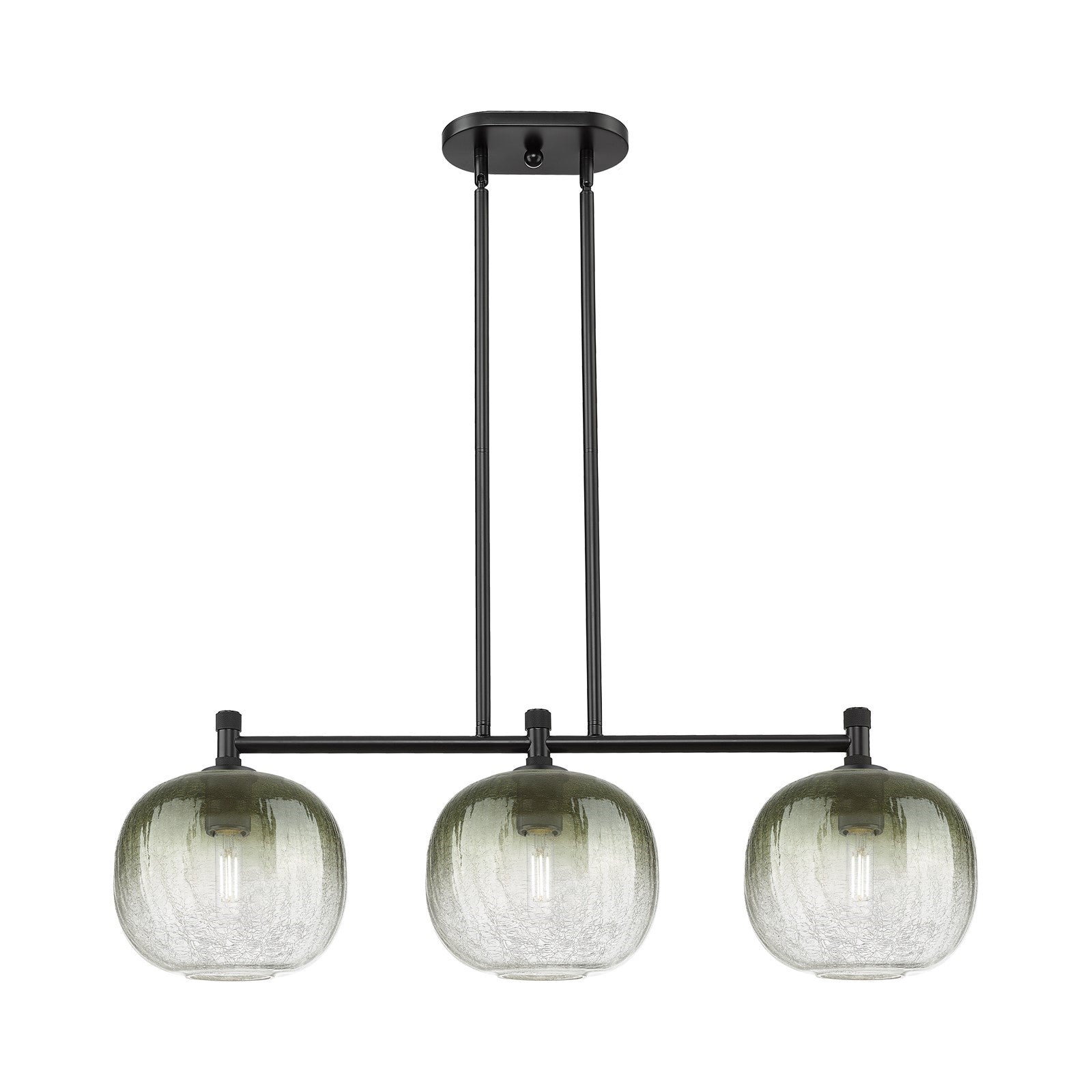 Innovations Brookhaven Sphere 37in 3-Light Island Pendant | Industrial Matte Black and Slate Glass | Kitchen Island | Model 434-3I-BK-G481-10SL