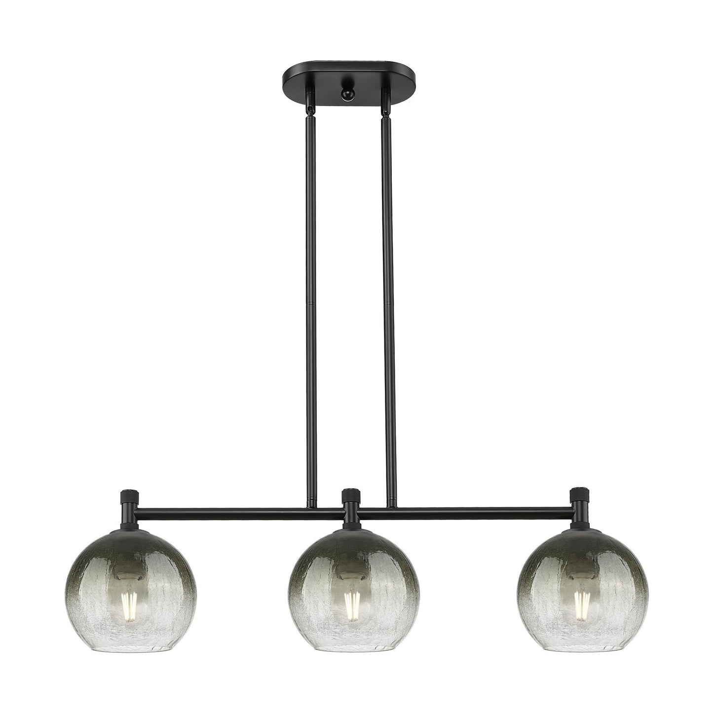 Innovations Brookhaven Globe 35in 3-Light Island Light | Industrial Matte Black and Slate Glass | Kitchen Island & Dining | Model 434-3I-BK-G483-8SL